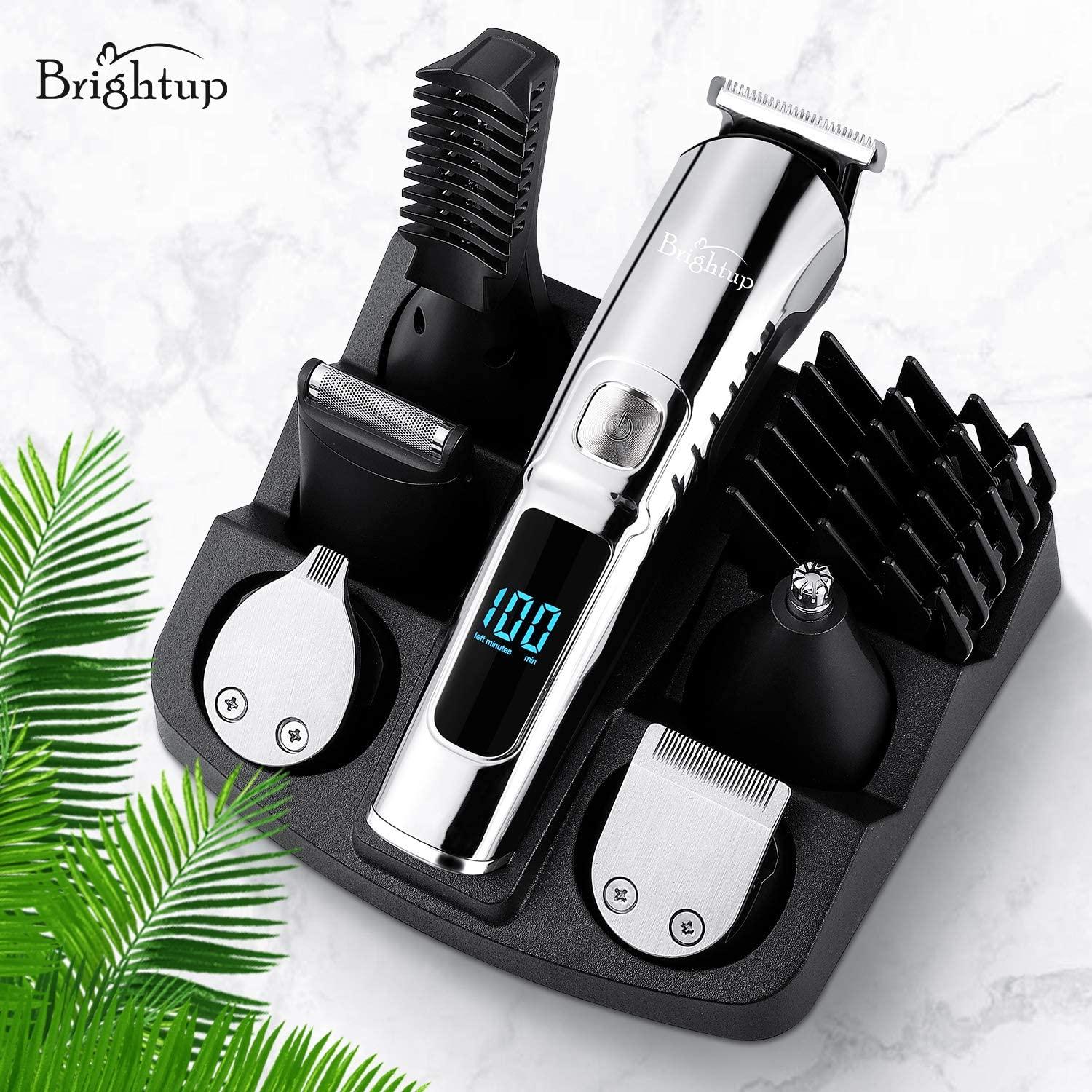 Brightup Beard Trimmer for Men, Cordless Hair Clippers Hair Trimmer,  Waterproof Mustache Body Nose Ear Facial Cutting Shaver, Electric Razor All  in 1 Grooming Kit, USB Rechargeable & LED Display Black