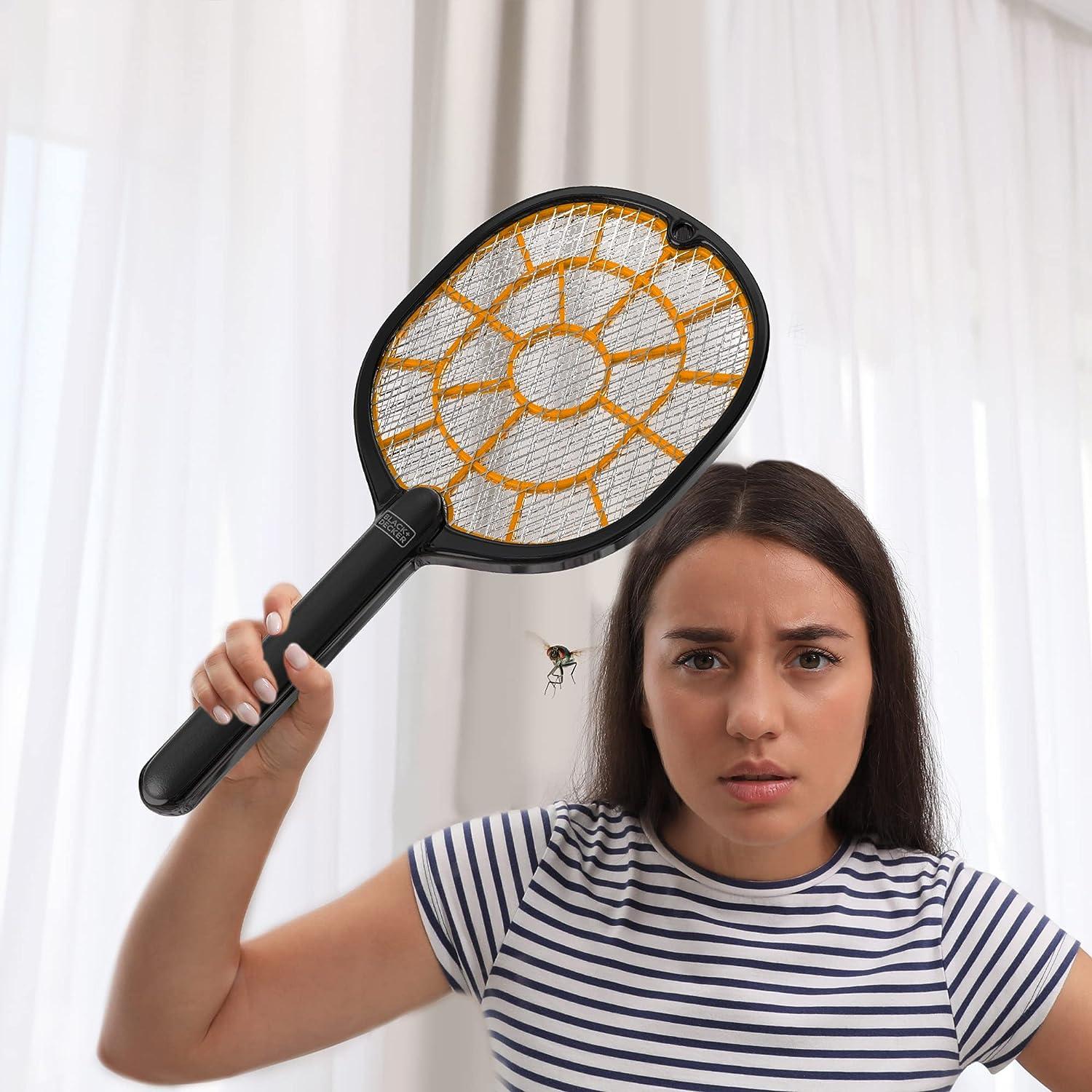 Black + Decker Electric Fly Swatter & Fly Zapper- Bug Zapper Racket Indoor  & Outdoor- Handheld, Heavy- Duty Mosquito Swatter, Battery- Powered, Non-  Toxic Safe for Humans & Pets Fly Swatters 