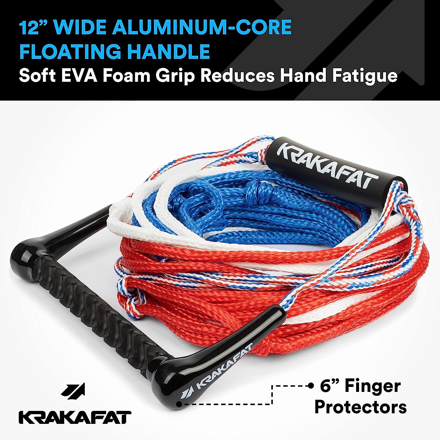 KRAKAFAT 75ft Water Ski Rope, Wakeboard Rope - 7 Sections with 13