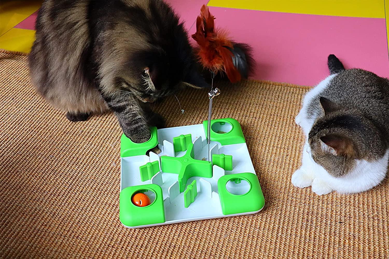AQluming Cat Puzzle Feeder Cat Treat Toy - Cat Slow Feeder Food