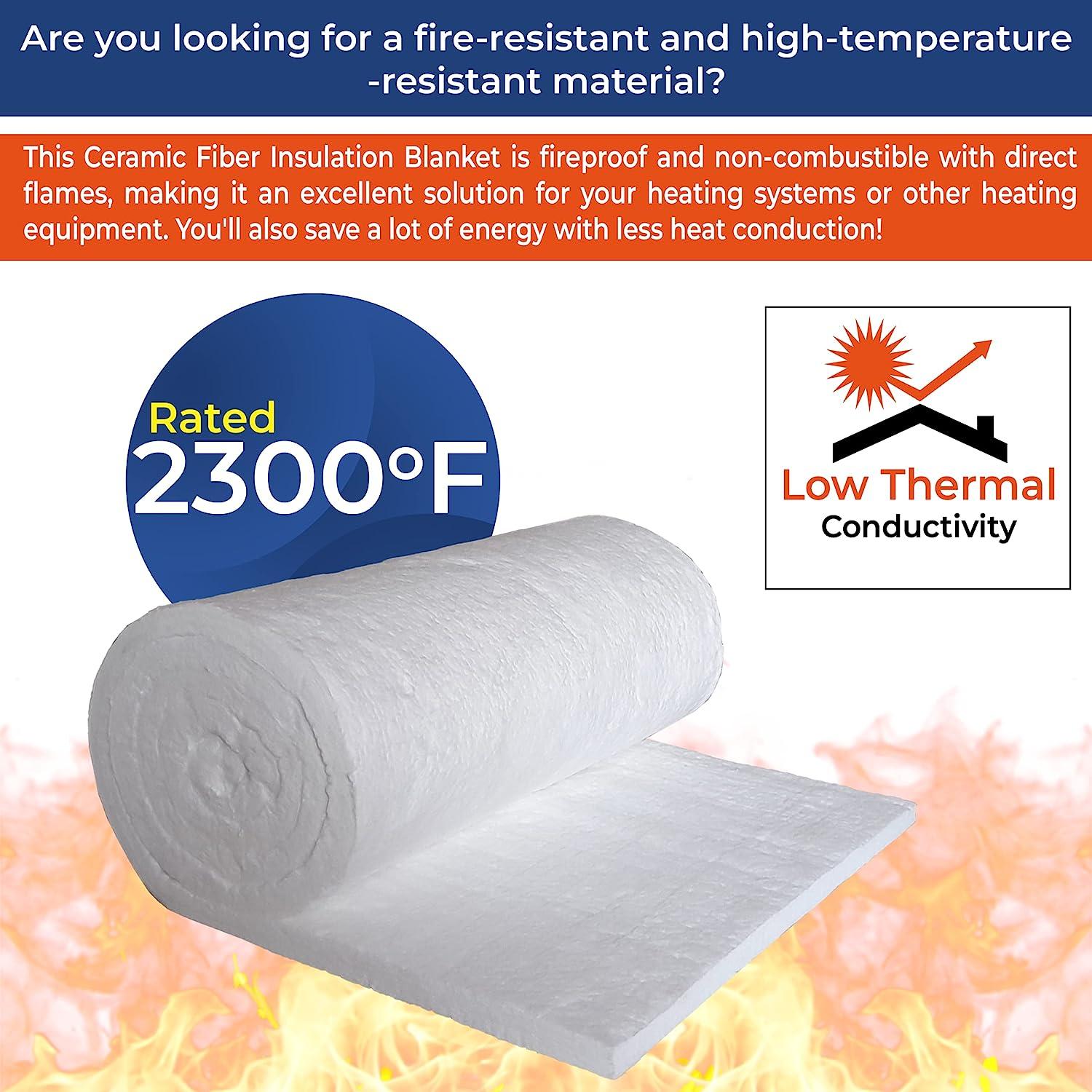 WMEIE Ceramic Fiber Insulating Blanket, High Density High Temperature  2300F, Durable, Lightweight, for Wood Stoves Fireplaces Furnaces Forges  Kiln