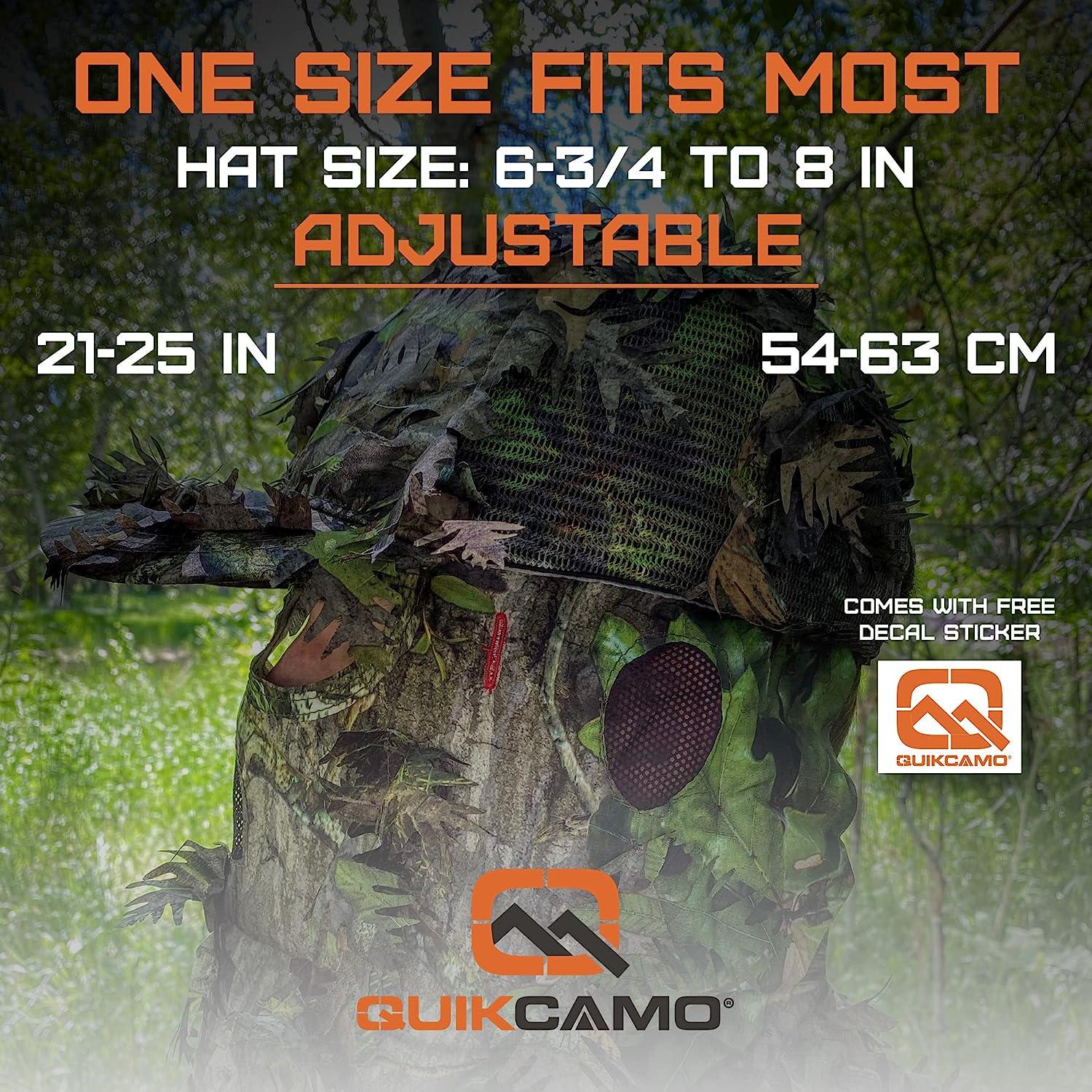 QuikCamo Mossy Oak Camo Hat with Built-in 3D Leafy Face Mask