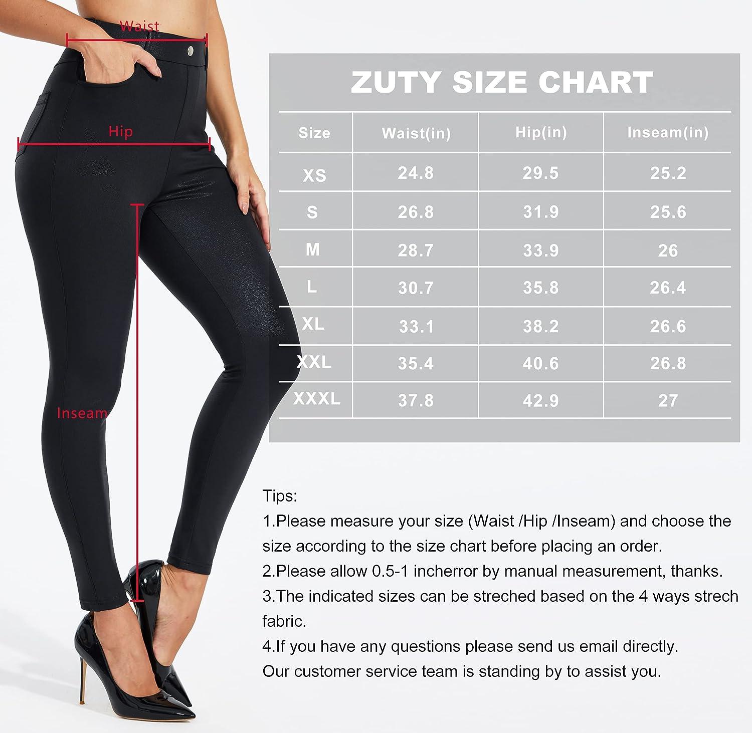 ZUTY 26 Faux Leather Leggings Pants High Waisted Leather Pants for Women  Stretch with Pockets