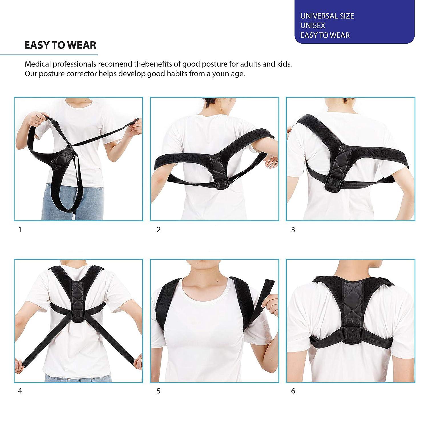 Deke Home Posture corrector for Women. Comfortable upper back brace for  Clavicle shoulder support. Adjustable back straightener, shoulder brace