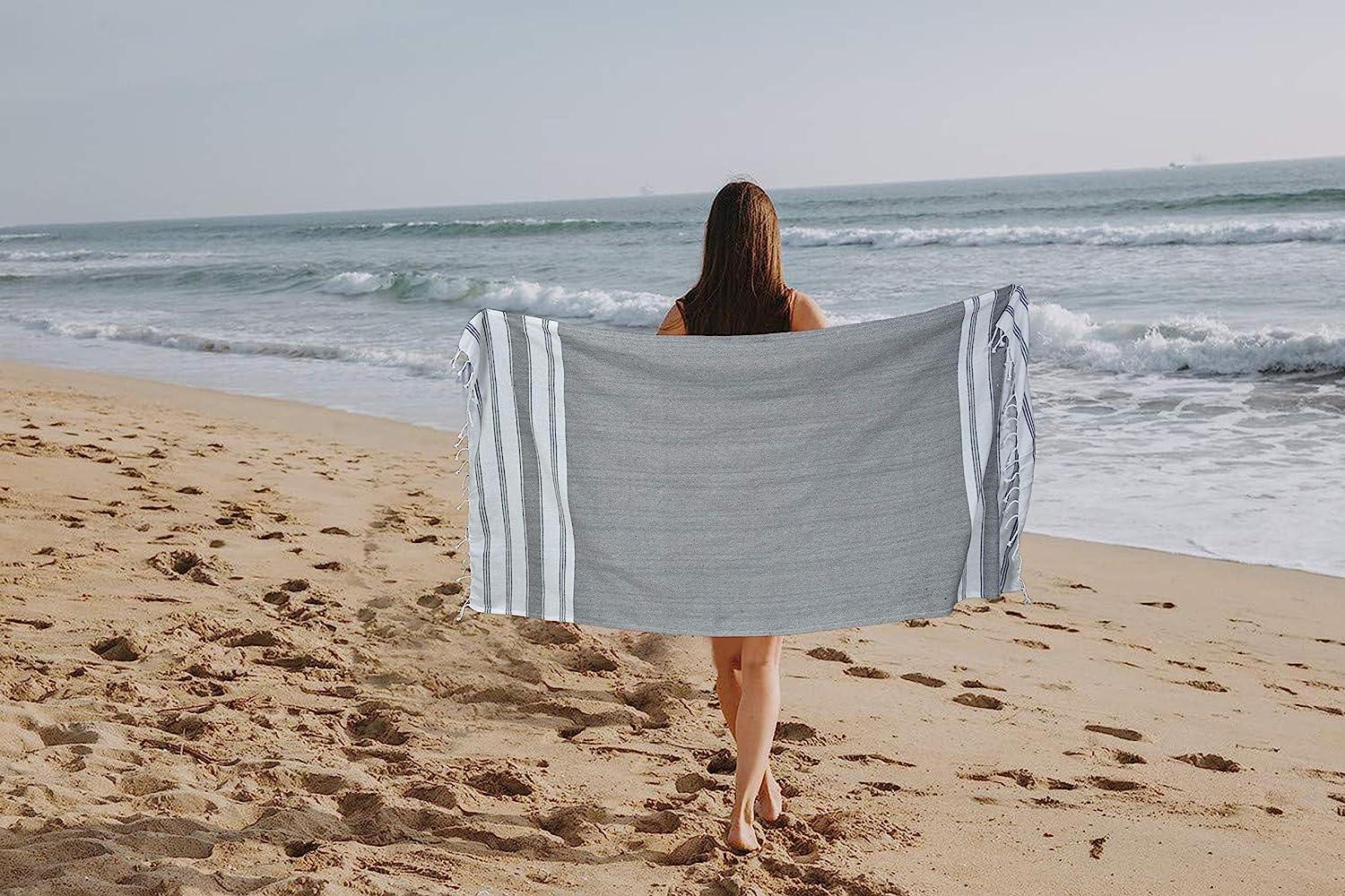 6 Packs Cotton Turkish Beach Towels Quick Dry Sand Free Soft