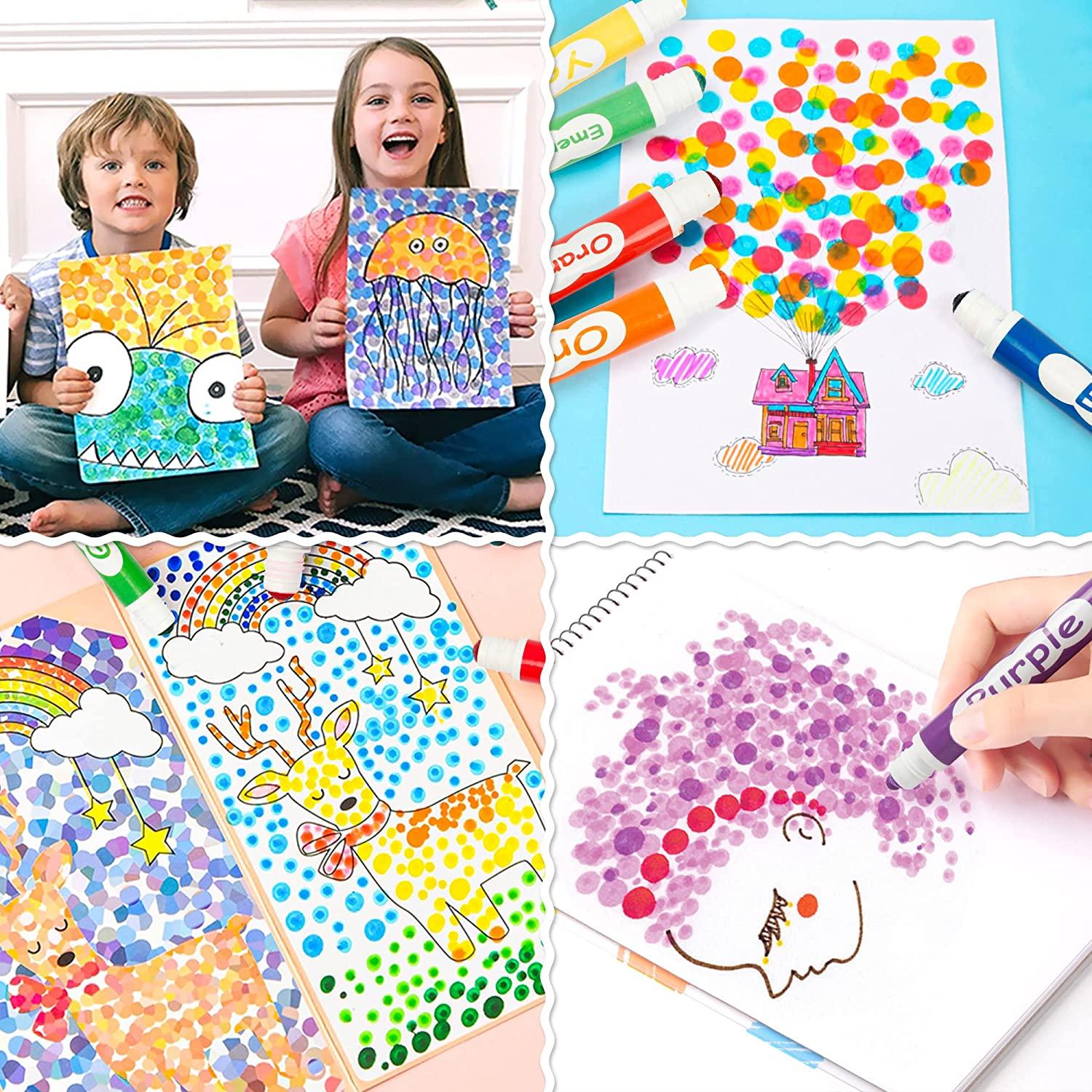 Washable Dot Markers For Kids (Pack of 8 Pens) with Activity Book