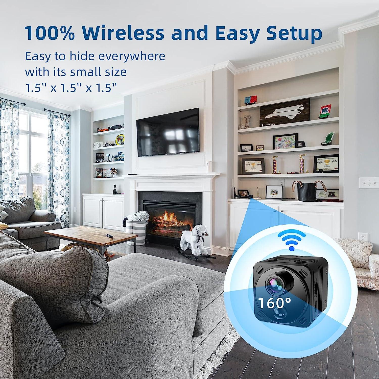 Spy Camera WiFi Hidden Camera,2023 Upgraded 4K Mini Security Nanny Camera,100  Days Standby Battery Life,AI Motion Detection Alerts, Auto Night  Vision,Real Time Record Surveillance Camera for Indoor