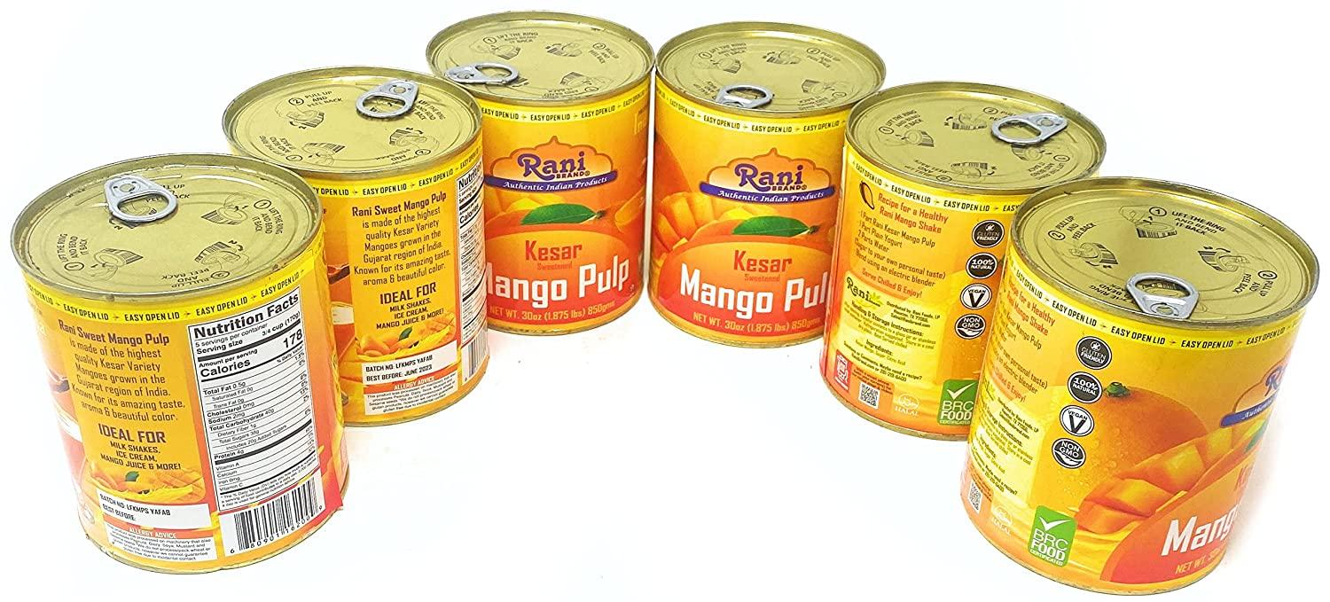 Rani – Purée de pulpe de mangue (fait des milkshakes lassi à la mangue)  sucrée au kesar