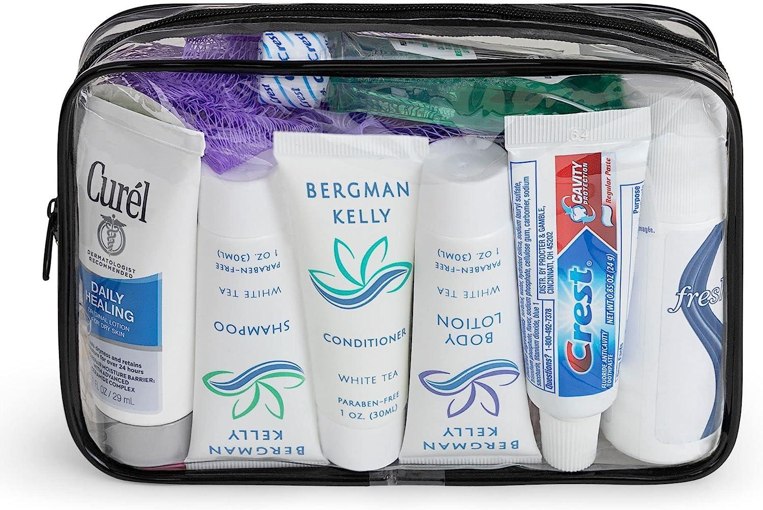Asom Travel Toiletries Women Convenience Kit, Personal Care Toiletry  Accessory Wellness Hygiene Essentials Set, TSA Approved Clear Traveling Bag  Toiletry Accessories Kits, 36 Pc.