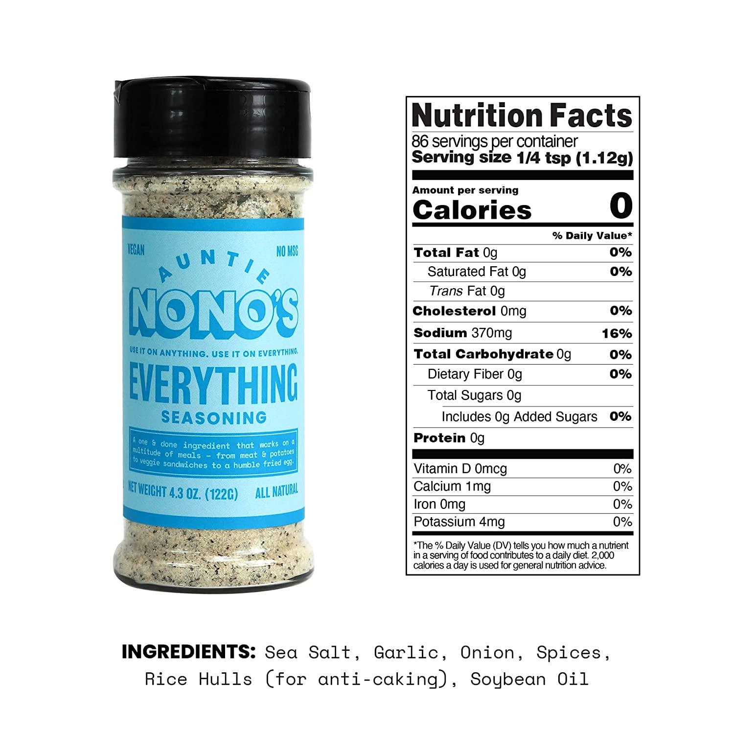  Auntie Nono's Everything Seasoning - Perfect Natural Flavor  Food Seasoning for Veggies, Steaks, Roasts, Chops, Chicken, Fish, Oysters,  Mussels, Eggs, and just about everything else - Pack of 1 