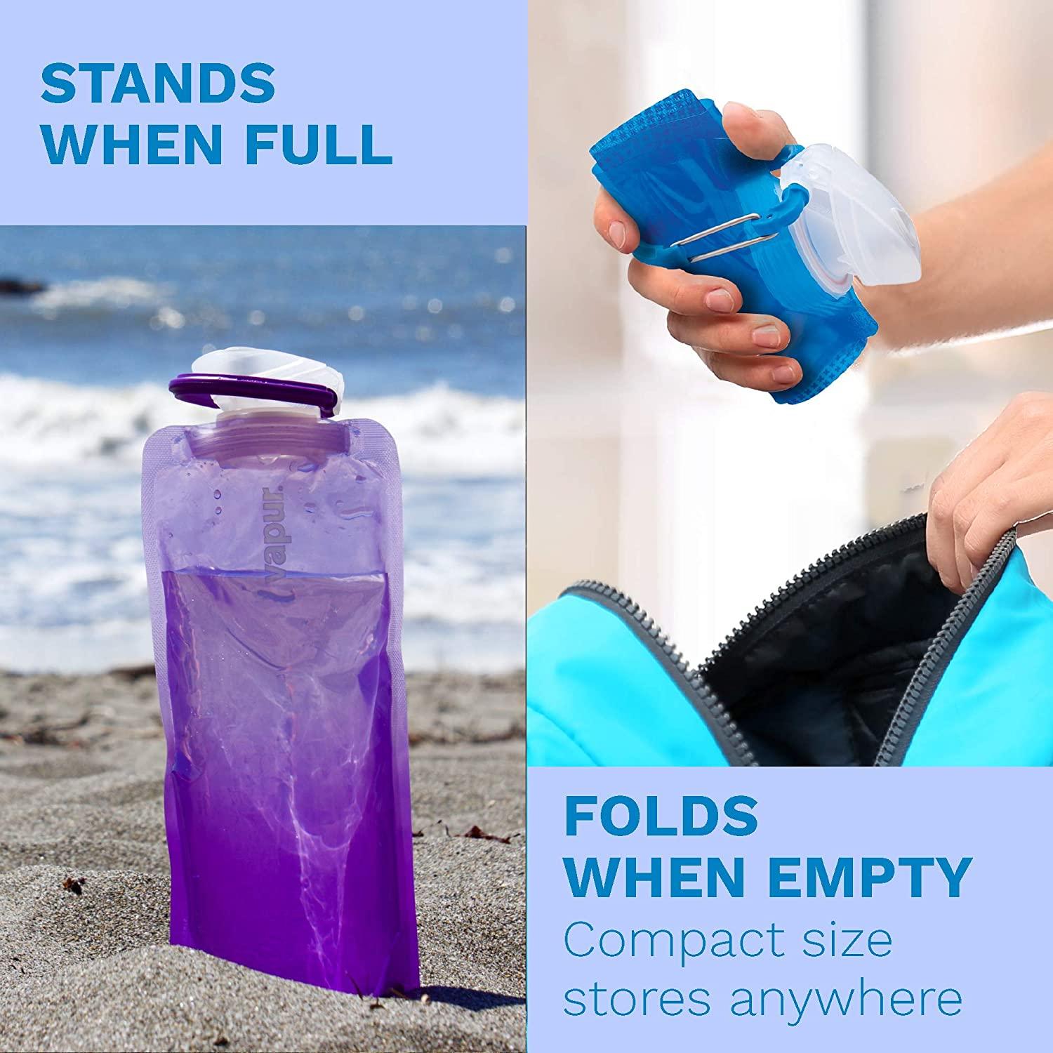 Vapur  Lightweight Folding Water Bottle With Clip Compact Travel Bott