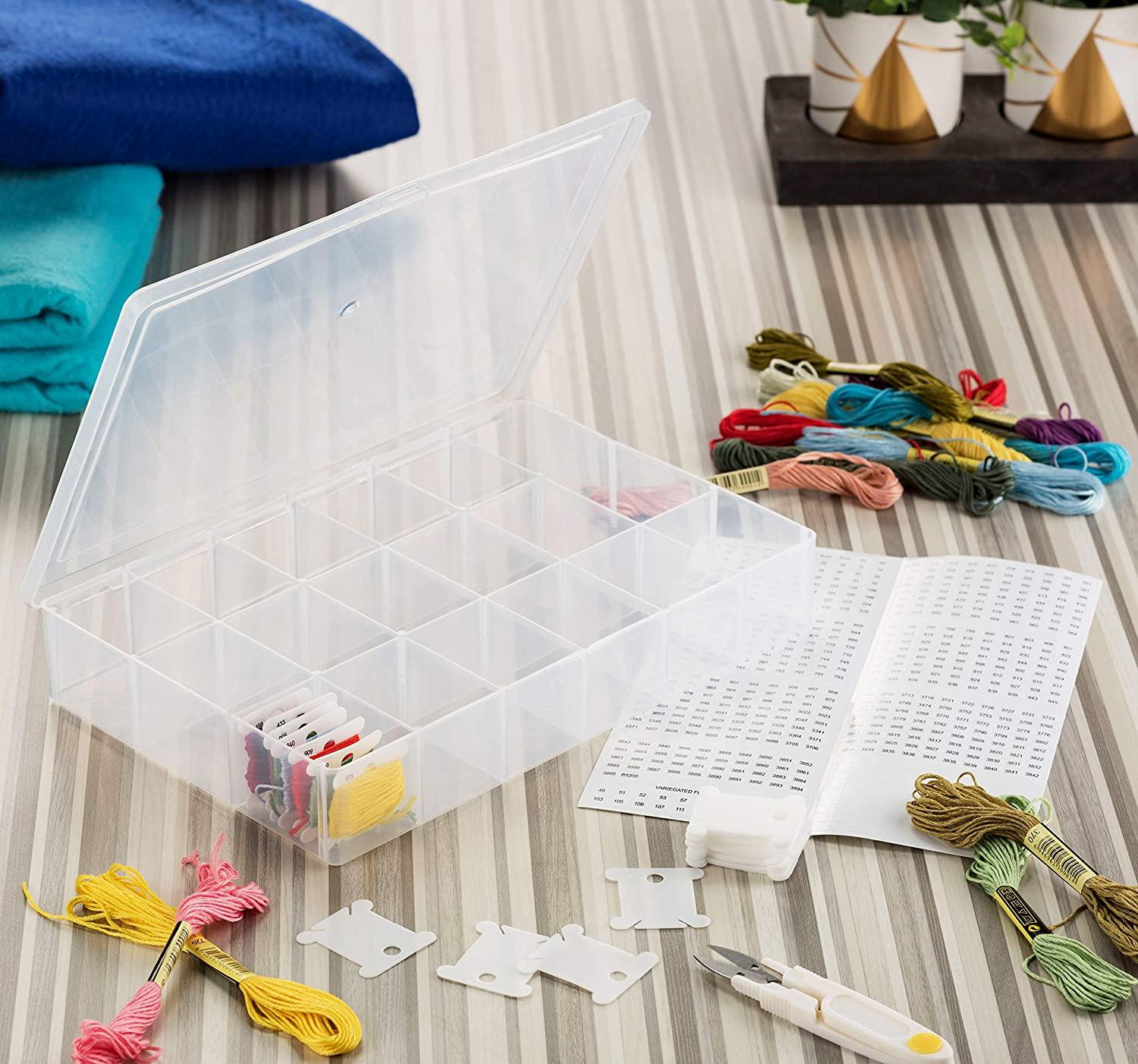 Peirich Embroidery Floss Organizer Box - 24 Compartments with 100 Hard  Floss Bobbins and 459 Color Number Stickers