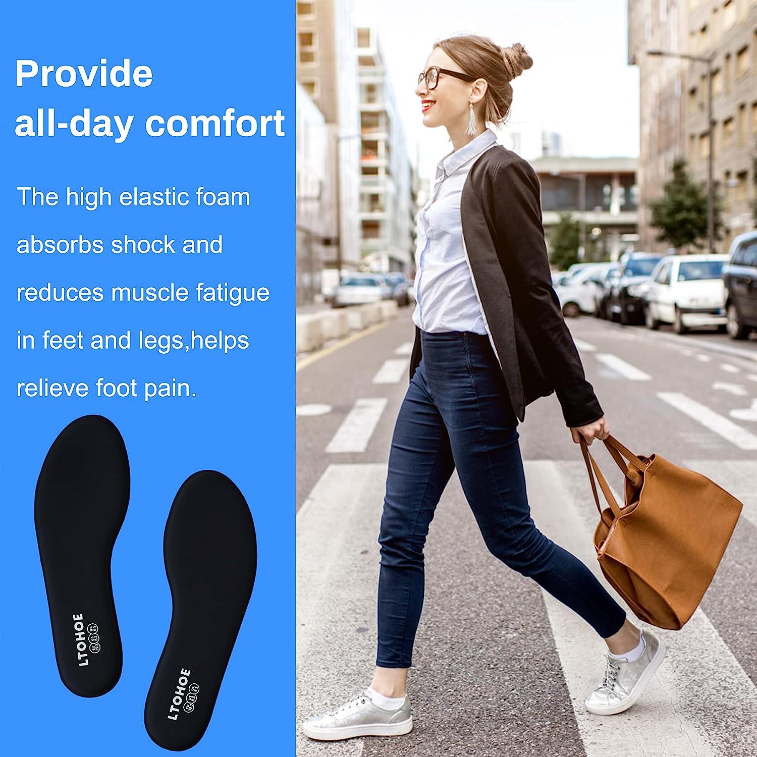 LTOHOE Memory Foam Insoles for Women, Replacement Shoe Inserts for Running  Shoes, Hiking Shoes, Sneaker, Cushion Shoe Insoles Shock Absorbing for Foot  Pain Relief, Comfort Inner Soles 6mm Black US 8 
