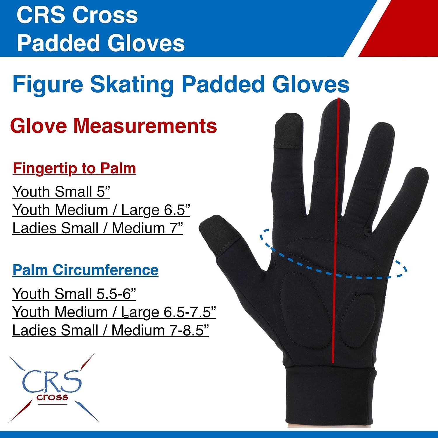 CRS Cross Padded Skating Gloves - Warm Padded Protection for Ice Skating  Practice, Figure Skating Testing, Dance Competition, Roller Skating and  Cheer. (Black, Ladies - Small/Medium)