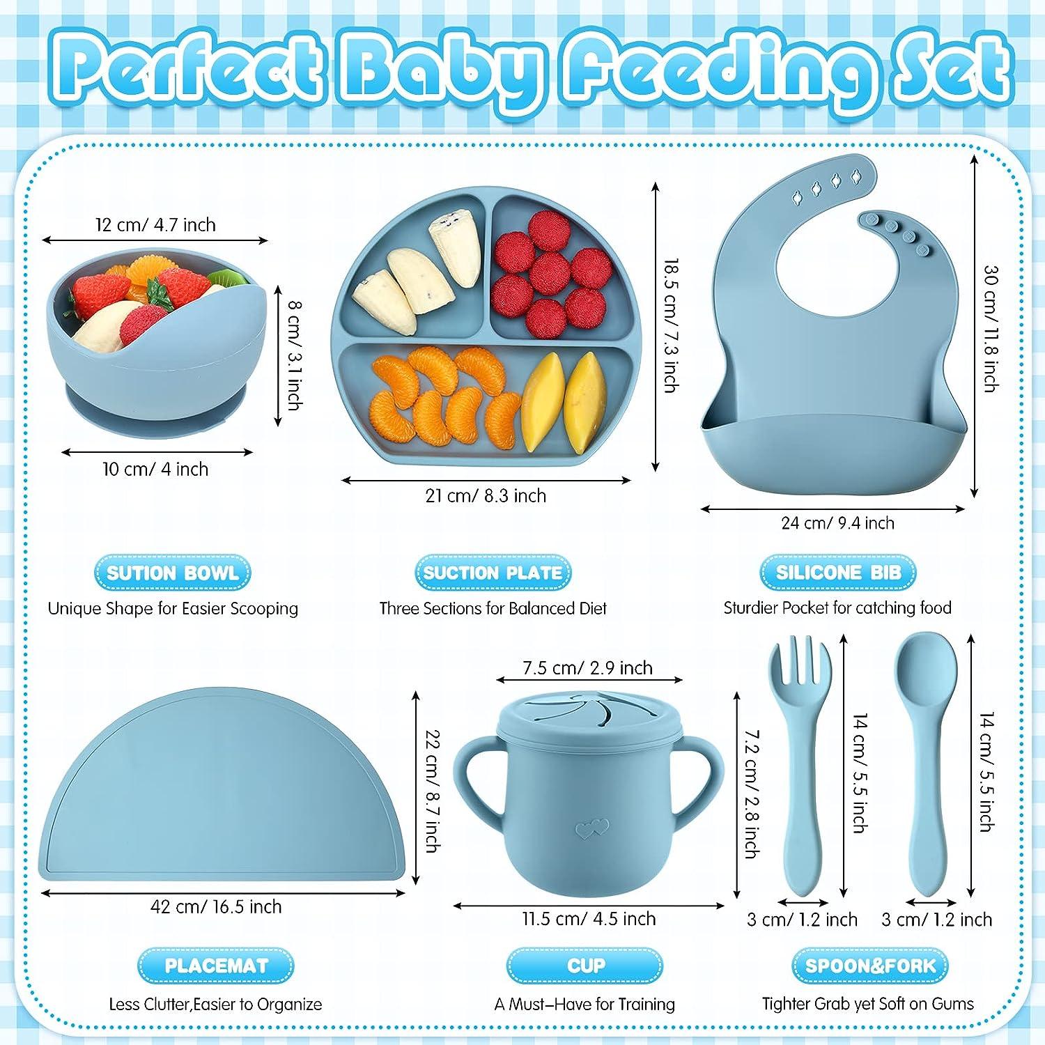 Silicone Baby Feeding Set | Baby Led Weaning Supplies Set Includes Divided  Plate with Suction, Baby Spoon Fork Self Feeding | Baby Toddler Eating