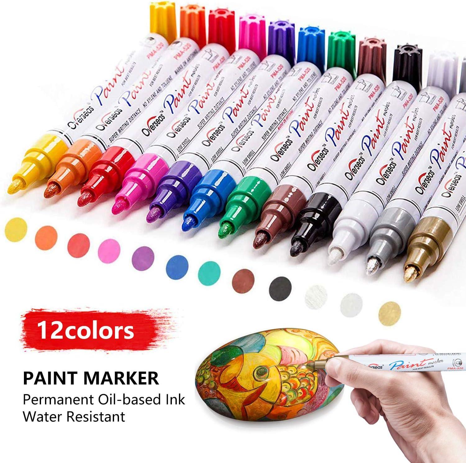  KGODGL Permanent Paint Pens 2 Pack Red Paint Markers Oil based  Paint pen Never Fade Quick Dry for metal, Rock Painting, rubber, ceramics,  wood,plastic, fabric, canvas, glass, DIY Craft : Arts