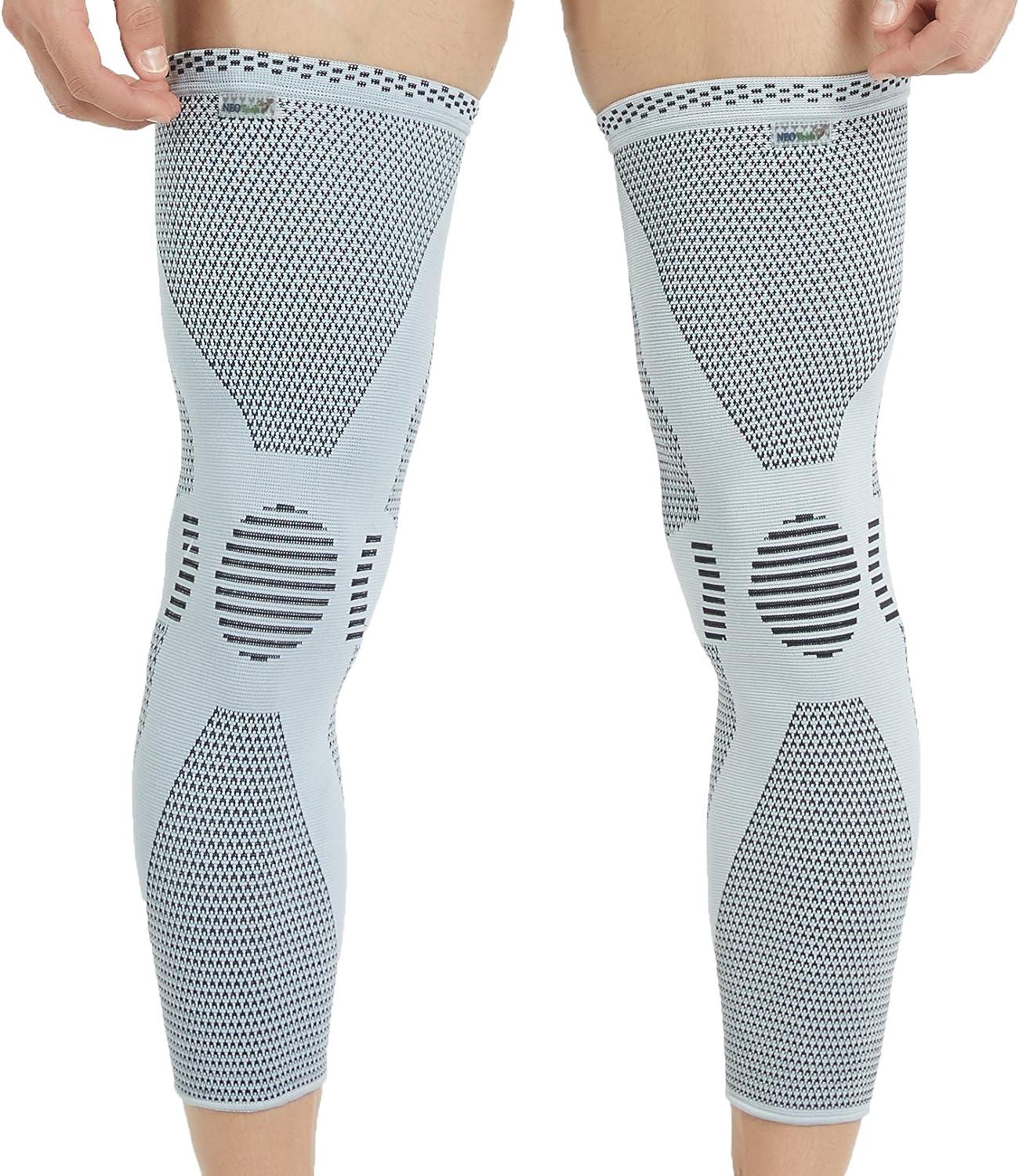 NeoTech Care Leg and Knee Support Sleeve - Bamboo Fiber Knitted Fabric -  Elastic & Breathable - Medium Compression - Grey Color - Size S M L or XL  X-Large (Pack of 1) 1