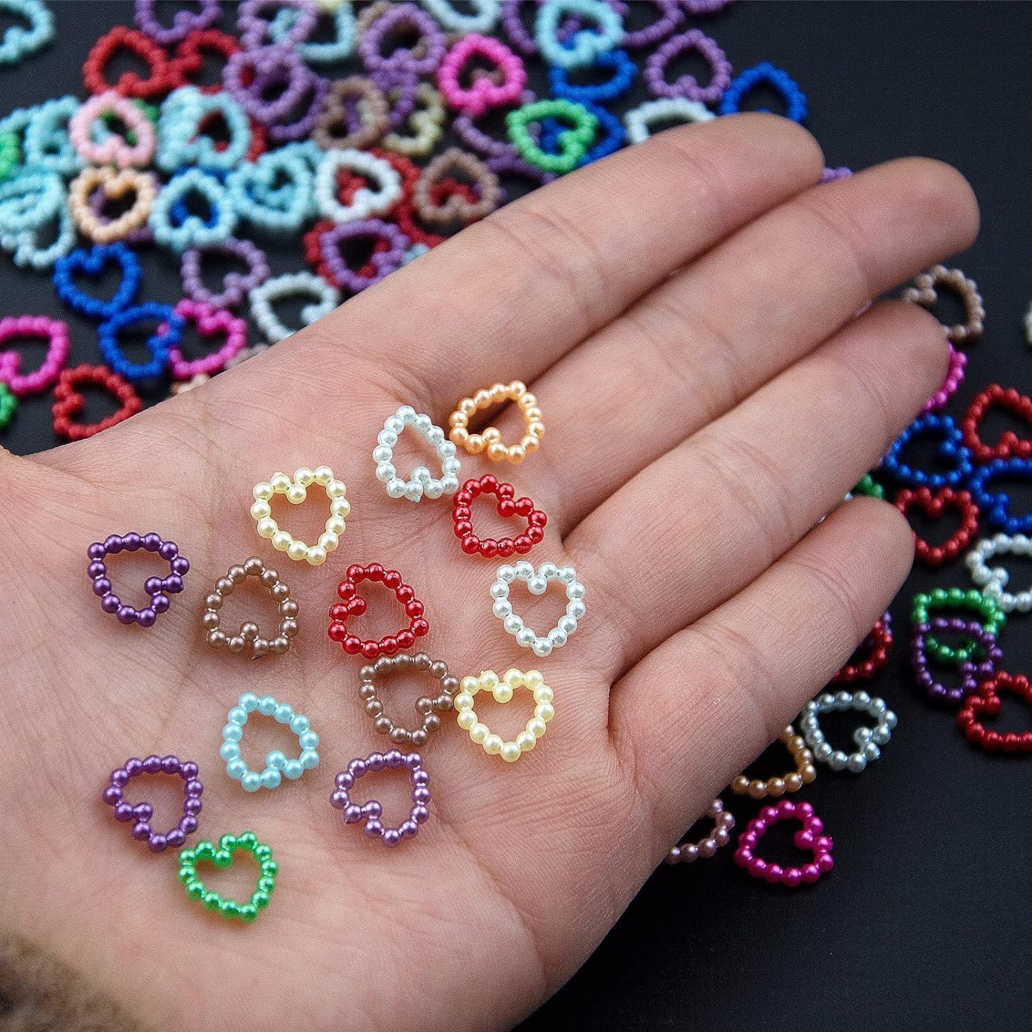 200Pcs Color Heart Pearls Nail Charms Mix Color 3D Hollow Heart Pearls Nail  Art Charms Acrylic ABS Cute Pearls 3D Nail Beads Charms for Valentines  Manicure DIY … in 2023