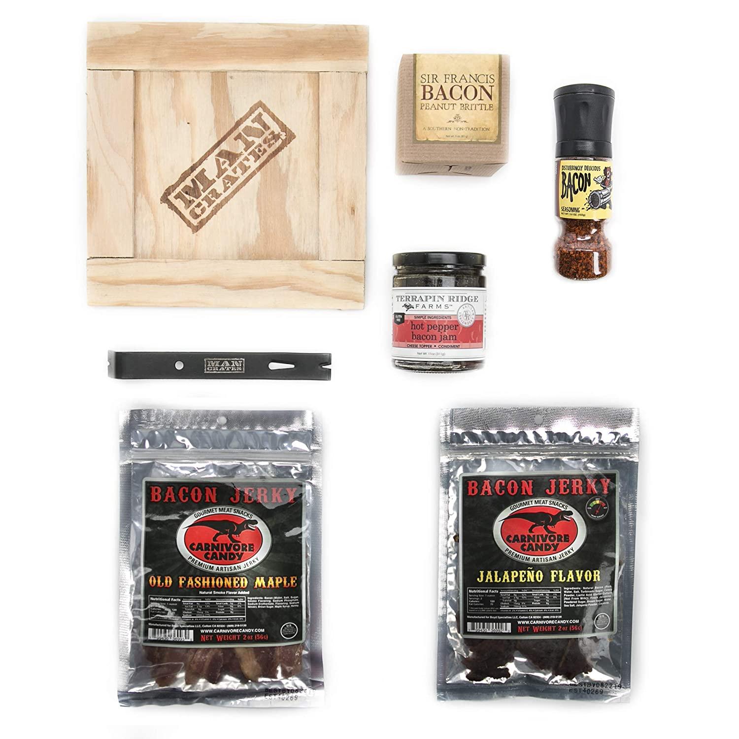 Bacon Crate Includes 5 Awesome Bacon-Flavored Snacks Like Maple Bacon  Jerky, Bacon Seasoning and More Great Gifts for Men