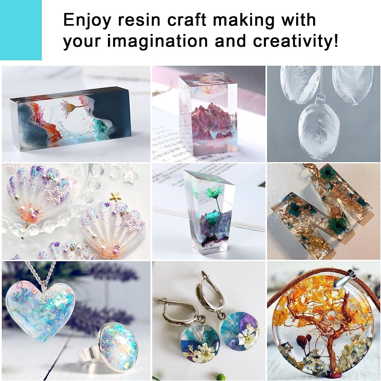  Epoxy Resin AB Part - 1 Gallon Crystal Clear Resin Kit for Art Craft  Resin Jewelry Making River Tables Casting and Coating 10 Mica Pigments, 2  Glow in The Dark Colors