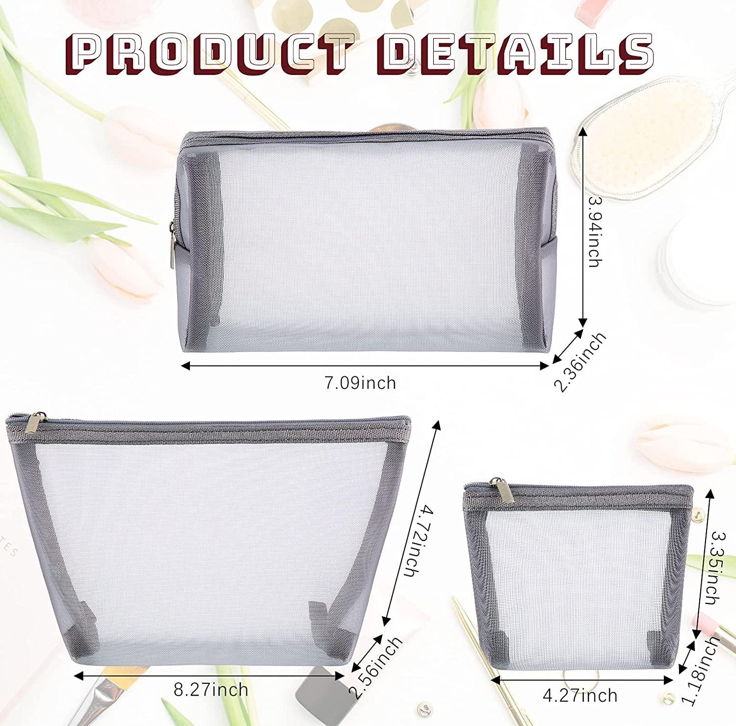 Mesh Clear Makeup Bag For Purse Breathable Mesh Cosmetic Bag Nylon