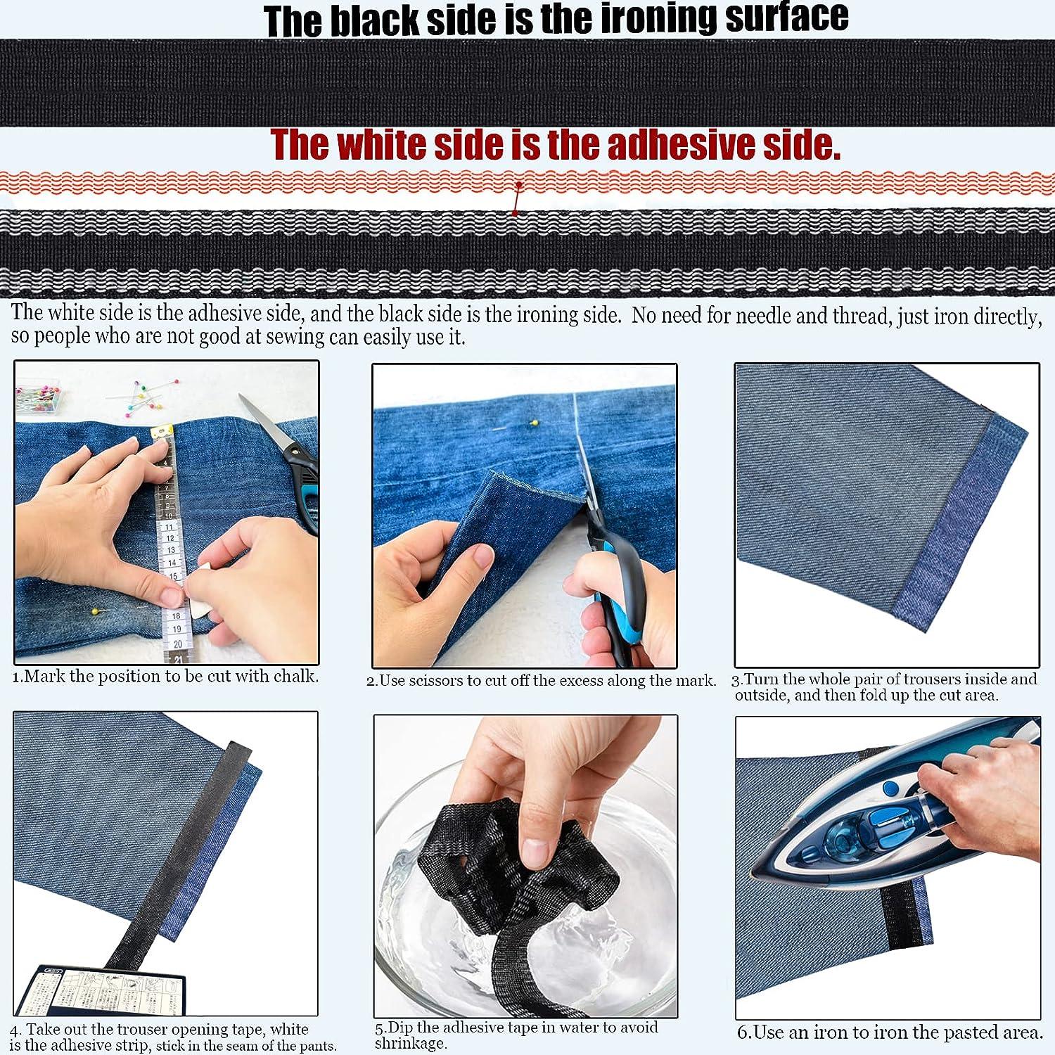 NO-SEW Hemming Tape - How to use it to hem pants? Easy sewing trick to use hemming  tape on trousers 