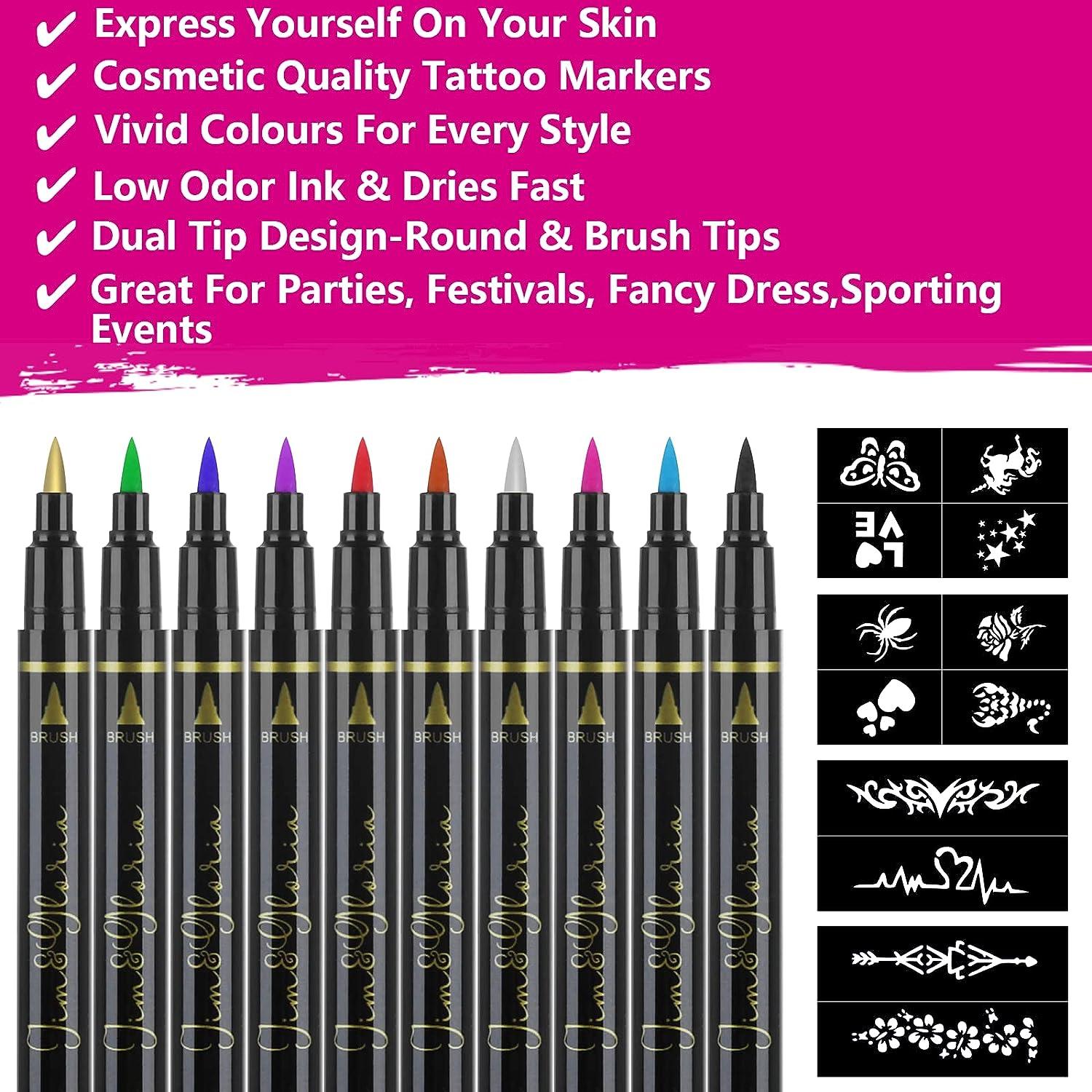 Jim&Gloria Body Art Tattoo Pen 10 Colors With Gold Macao