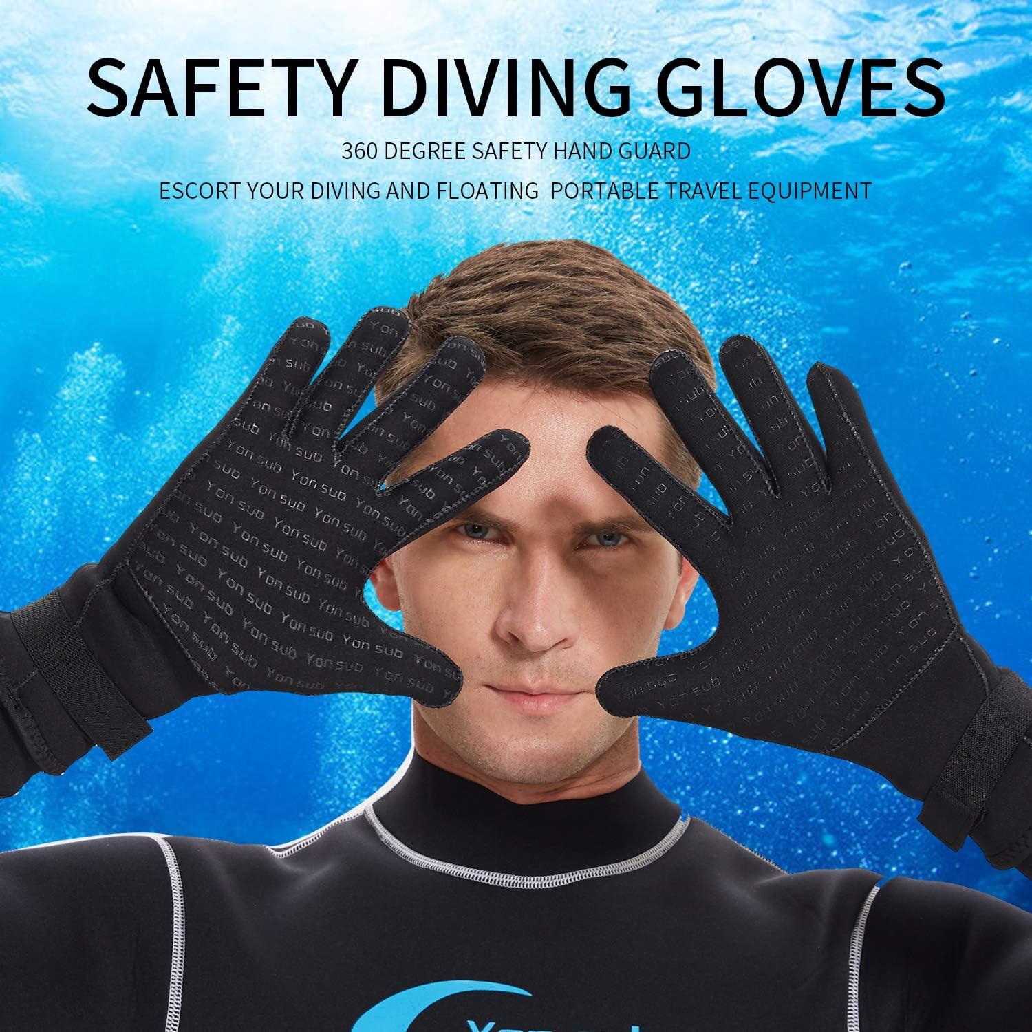 yonsub 3mm Anti-Slip Neoprene Five Finger Warm Gloves for Diving Snorkeling  Paddling Surfing Kayaking Canoeing Spearfishing Skiing Black Large