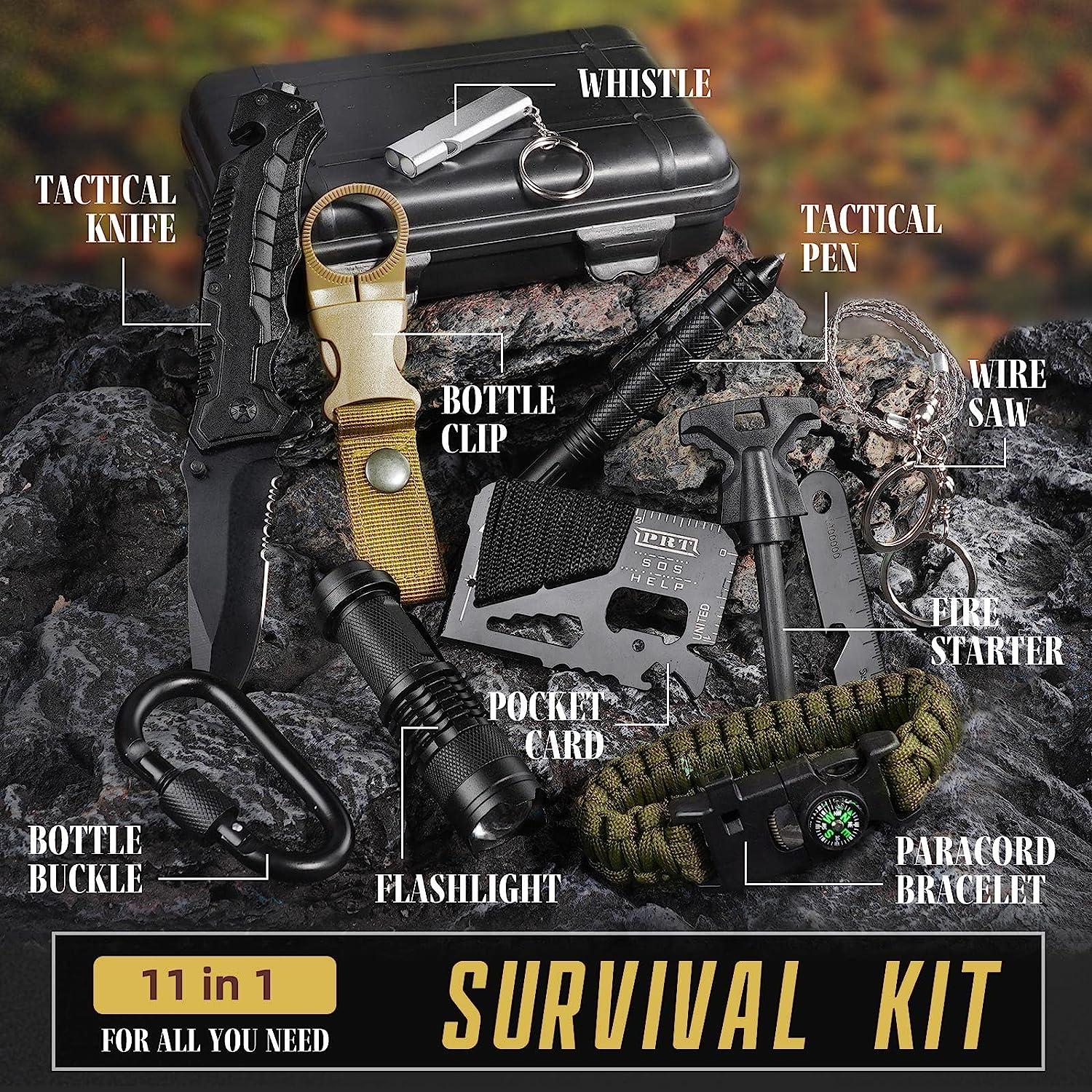 Survival Kit, Gifts for Men Husband Dad, Emergency Survival Gear and  Equipment 14 in 1, Hunting Fishing Fathers Day Birthday Gift Ideas for Him  Boyfriend Teenage Boy, Camping Accessories, Cool Gadget 14