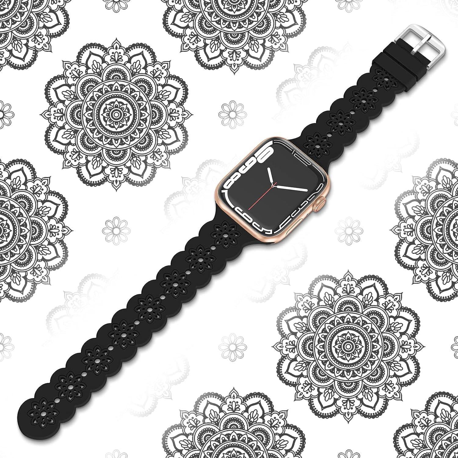 Lux Bands LuxBands Floral Printed Watch Band compatible with Apple Watch  Bands 38mm 40mm 41mm 42mm 44mm 45mm Silicone Replacement for iWat