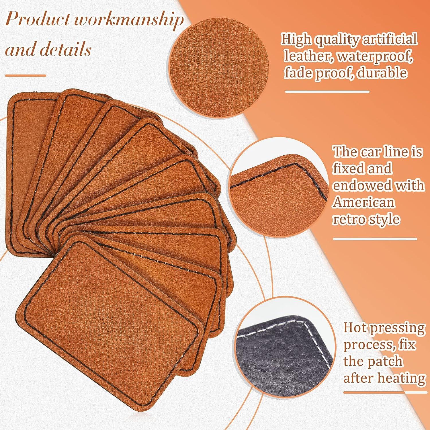 60 Pcs Blank Leatherette Hat Patches with Adhesive Oval Leatherette  Rectangle Pa