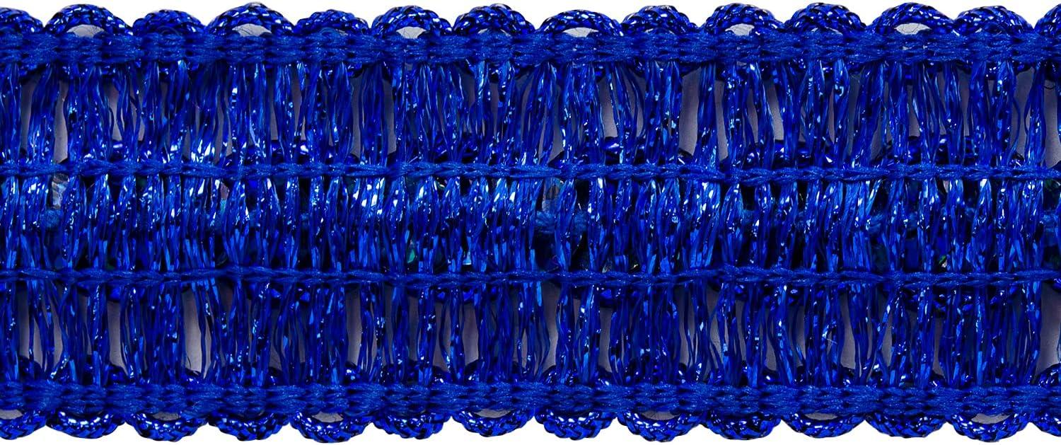 Trims by The Yard Trish Sequin Metallic Braid Royal Blue | (10 Yard Cut) Trim