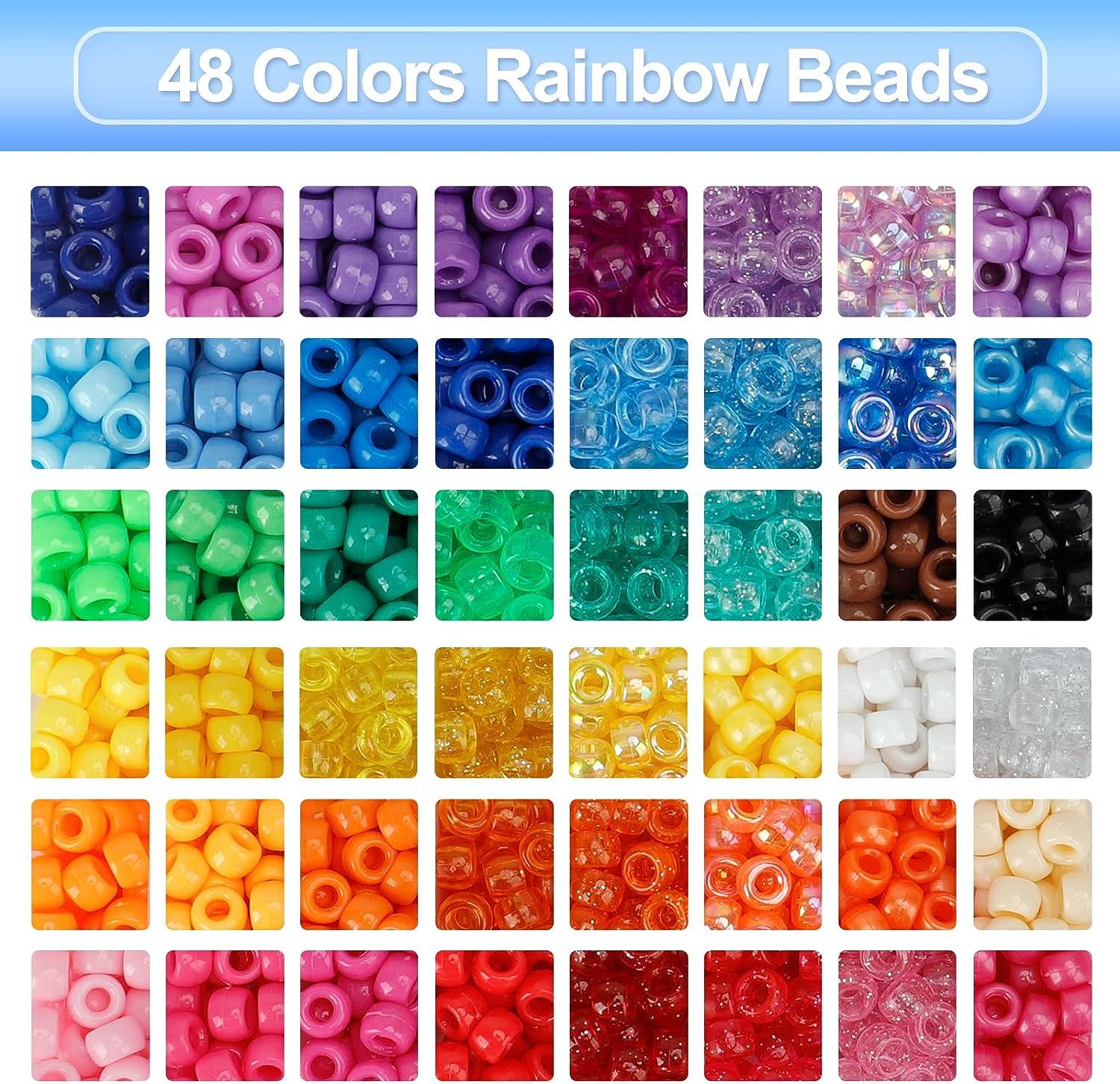 Gaspletu 4080pcs Pony Beads for Bracelet Making Kit, 48 Colors 2400pcs  Rainbow Kandi Beads with 6 Styles 1680pcs Letter Beads, Friendship Bracelet  Kit