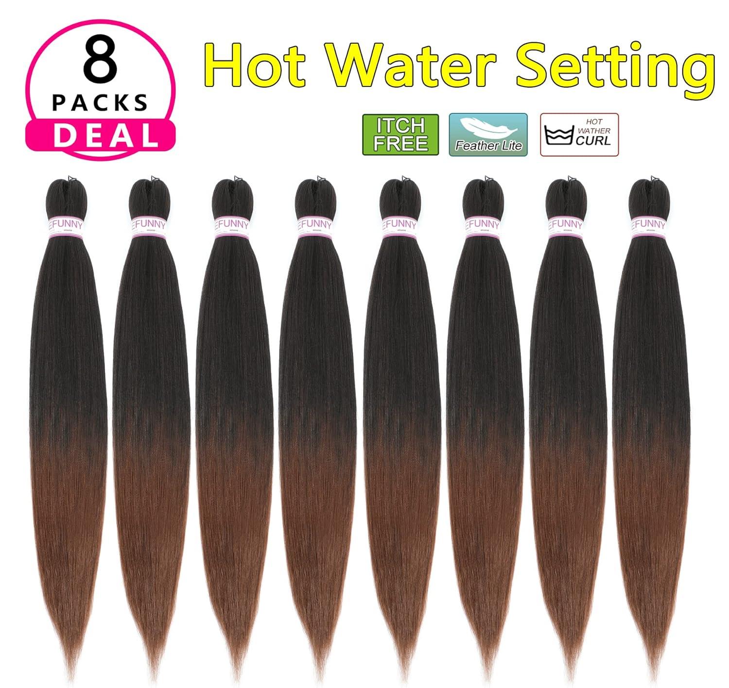 Pre Stretched Braiding Hair Natural Black 30 Inch 8 Packs