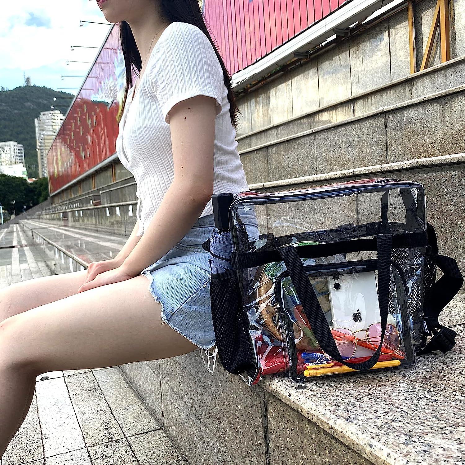 Fashion Street Large Capacity PVC Transparent Leisure Student Bag Shoulder Tote  Bag Shopping Bag, Clear Bag