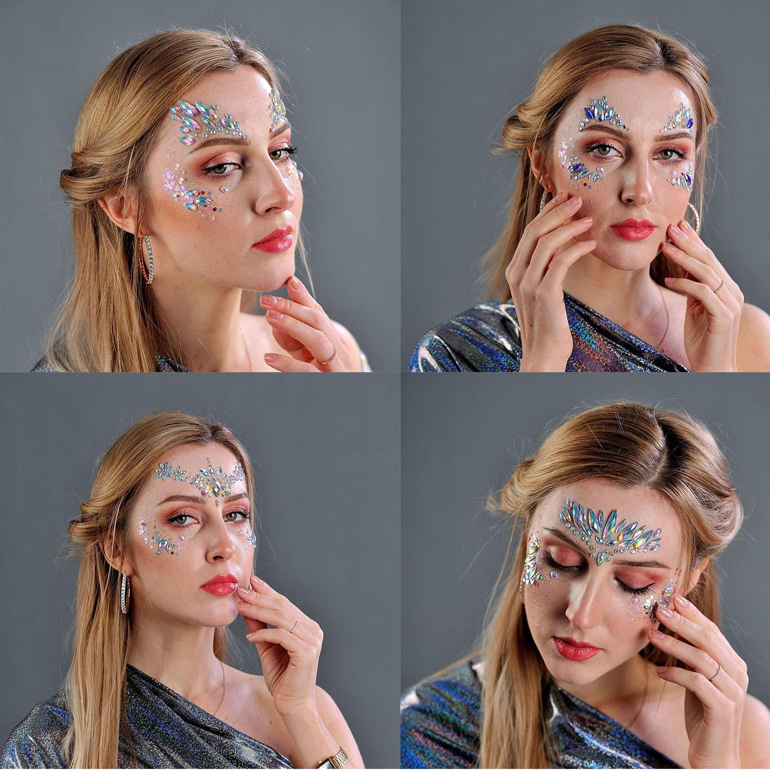 Bindi Face Jewels Stick On Festival Goddess Rave Bling Facial