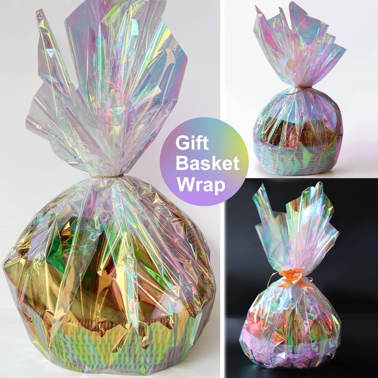 JOYIT Iridescent Cellophane Roll, Iridescent Wrapping Paper Cellophane Wrap  for Gift Baskets Iridescent Film for DIY Wrapping, Gift Baskets, Treats,  Gift, Flower, Crafts, Holiday, Christmas Decoration 