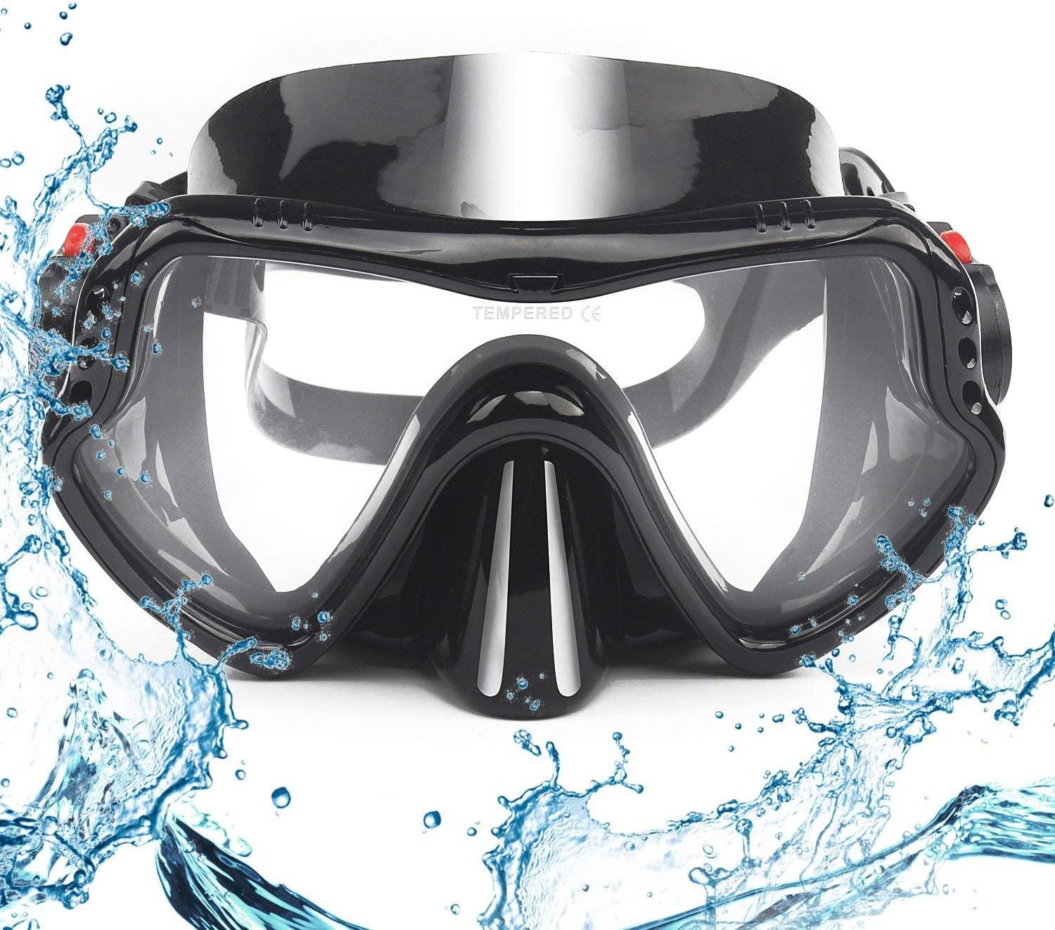 EXP VISION Snorkel Diving Mask, Professional Snorkeling Mask Gear, Ultra  Clear Lens with Wide View Tempered Glass Goggles,Anti Leakage Scuba Mask,  Silicone Swimming Goggles Mask for Adults, 3 Color black