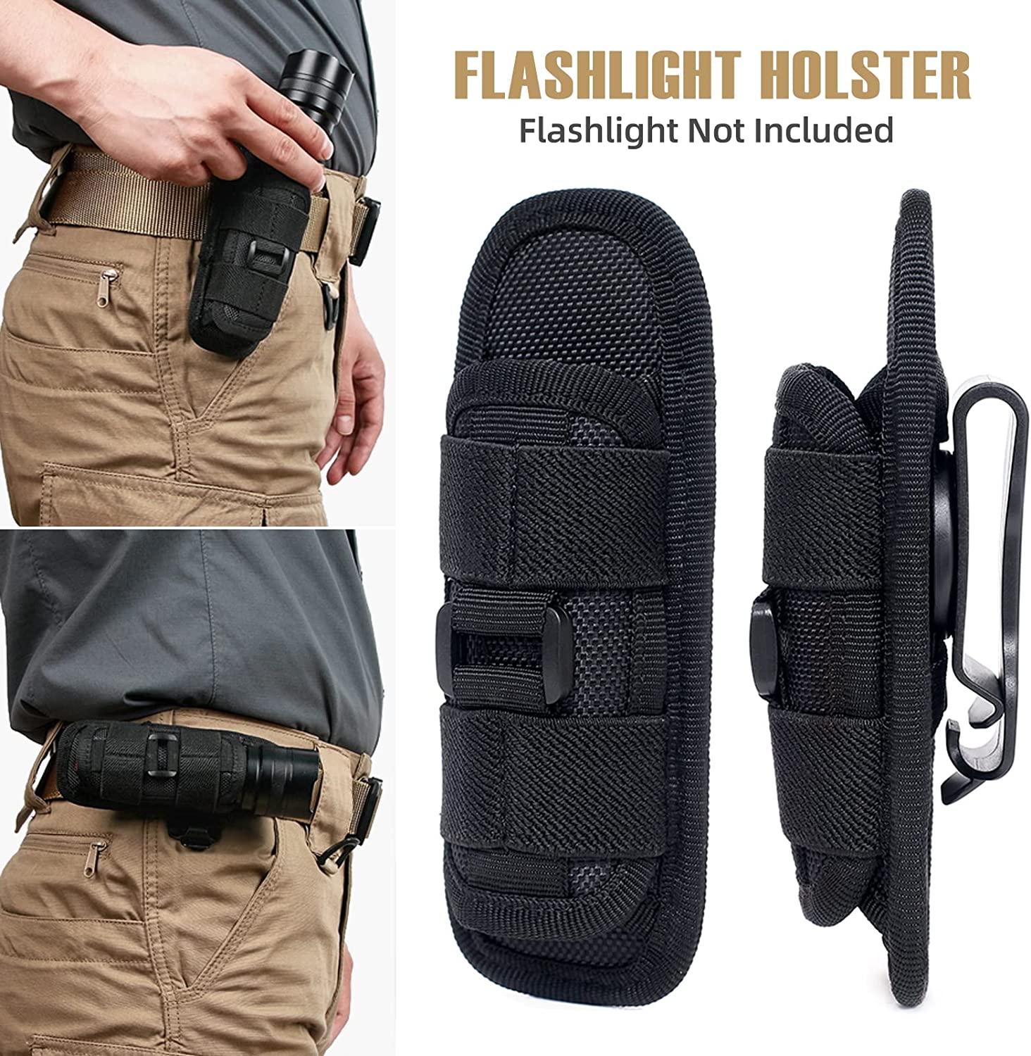 LIVANS Tactical Flashlight Pouch Holster, Rotatable Flashlight