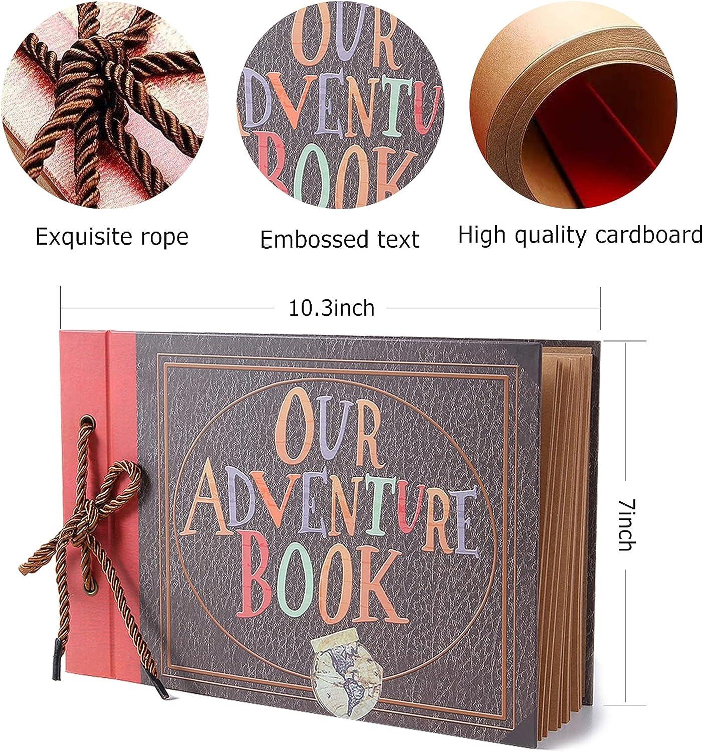 Our Adventure Book Photo Album Scrapbook, Wedding Scrap Book with Sewn  Words, Fa