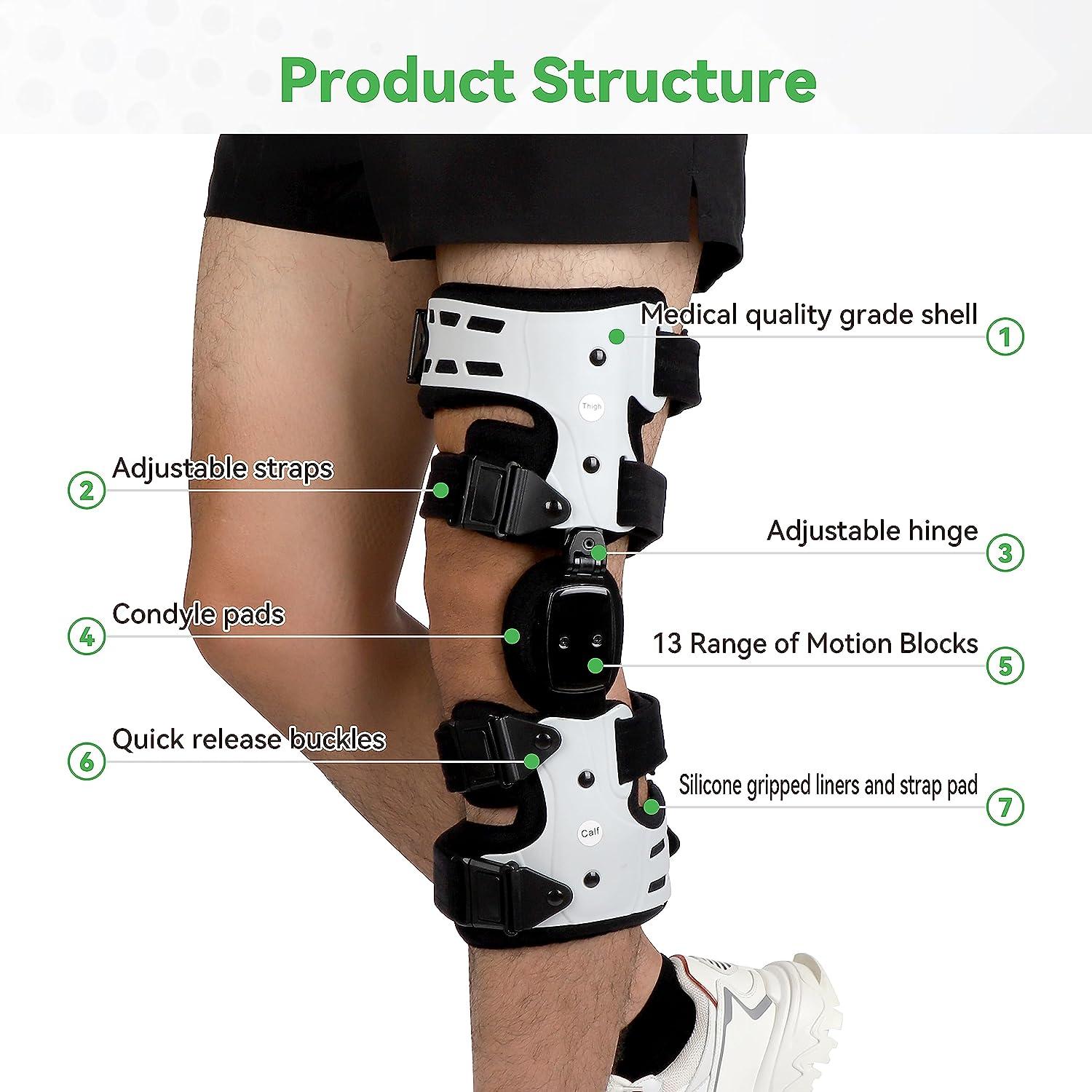 Orthomen Functional Knee Brace - for ACL/MCL/PCL/Meniscus/Ligament/Sports  Injuries, Adjustable Hinged ROM Orthopedic Knee Orthosis for Men 