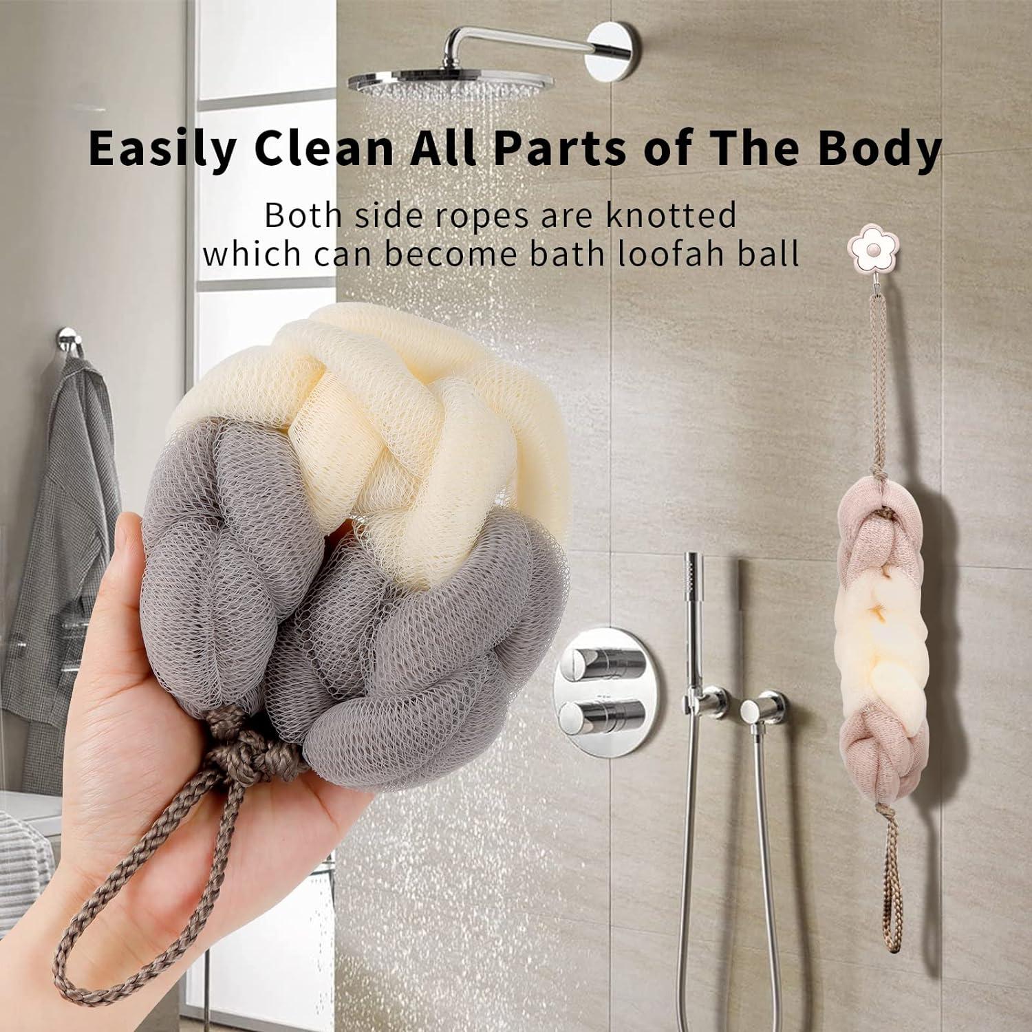BCKENEY Bath Loofah Shower Sponge Body Back Scrubber Soft Mesh Shower Puffs  Exfoliating Loofa for Women & Men Bath Accessories Cleaning Tool(4Pack 60G