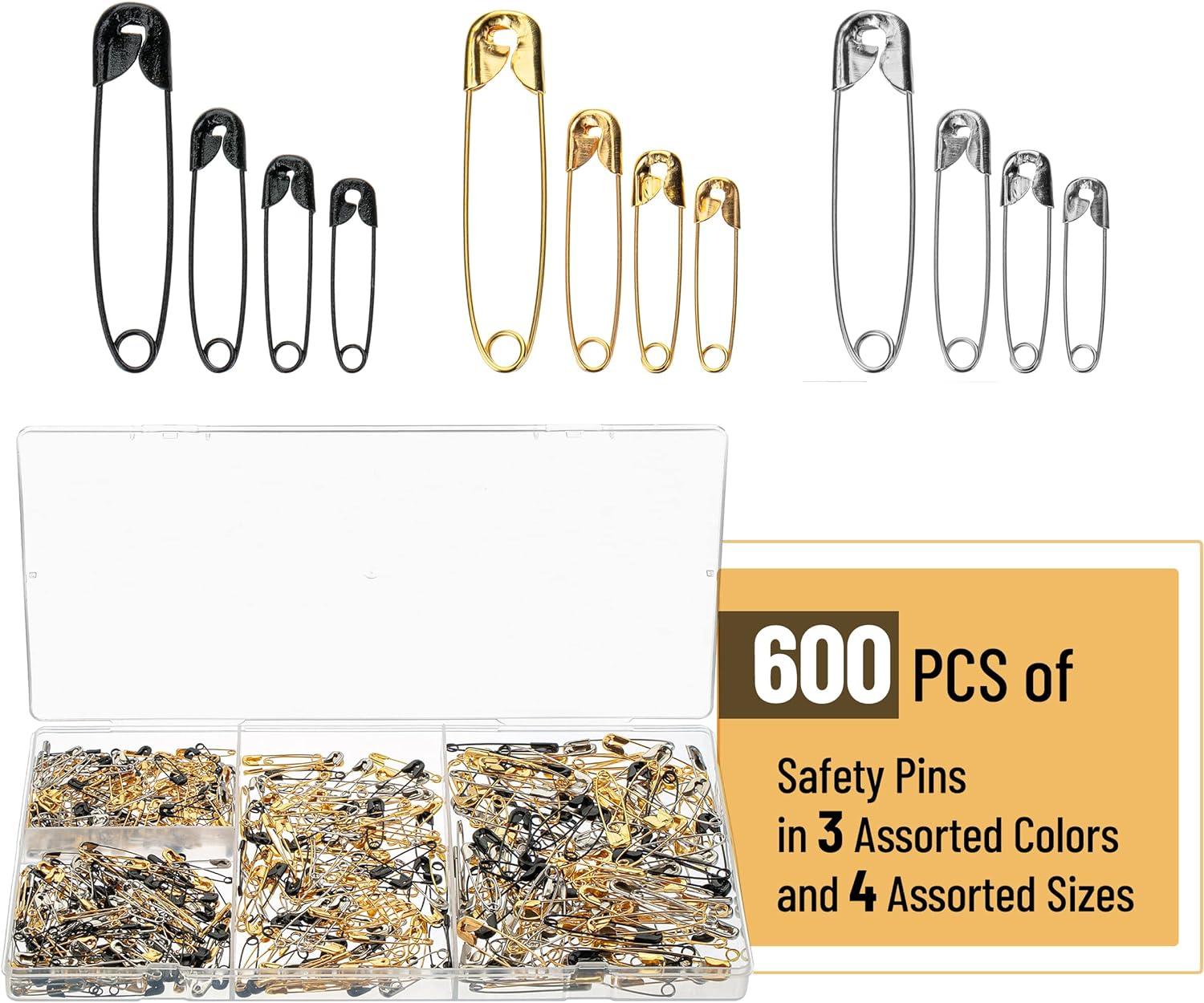 Mr. Pen- Safety Pins, 300 Pack, Assorted Sizes, Golden, Safety Pins for  Clothes, Large Safety Pins, Safety Pins Assorted - Mr. Pen Store