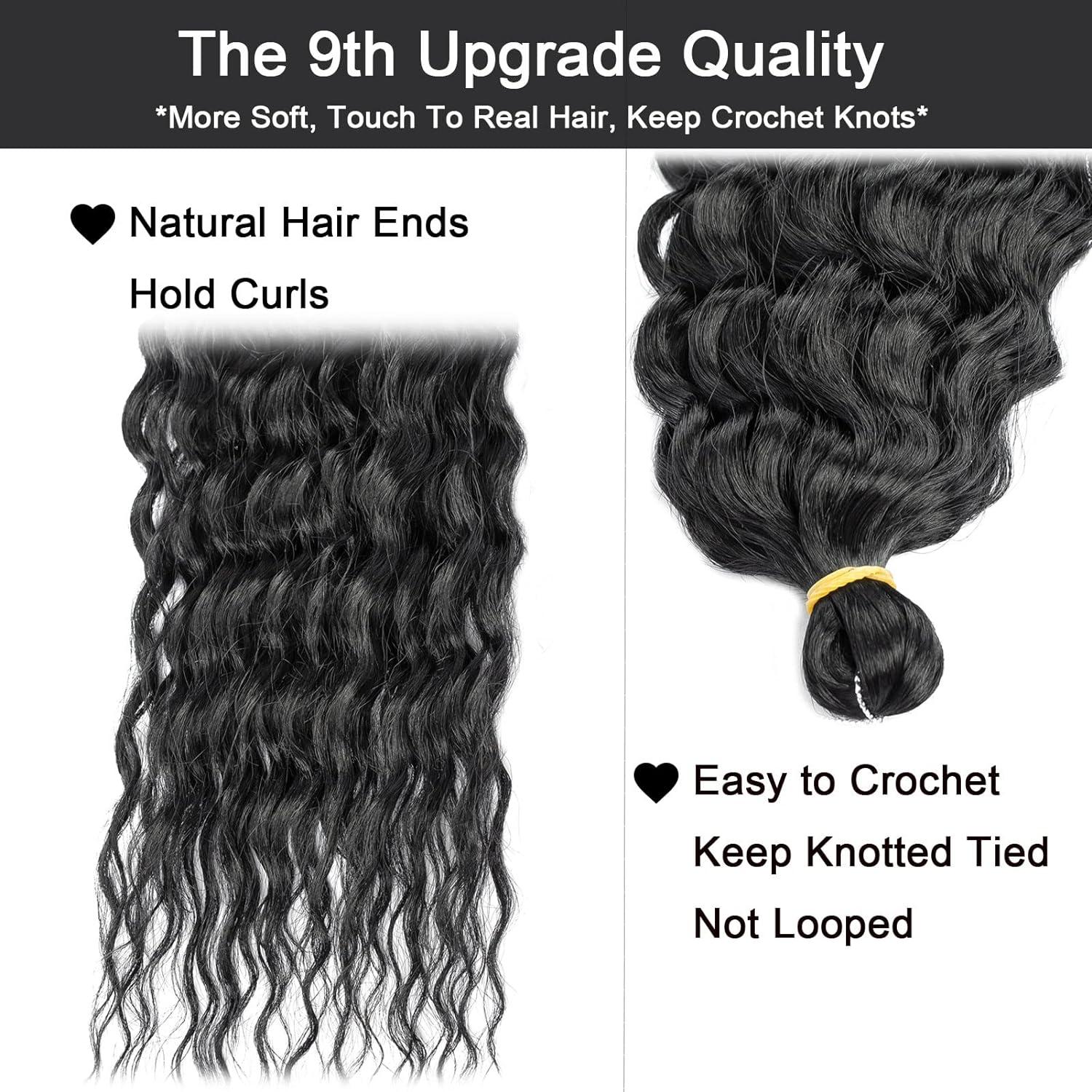 BATISI Ocean Wave Crochet Hair 18 Inch, 1b Black Deep Wave Curly Braiding  Hair Wavy, Single 1 Pack Synthetic Curly Crochet Hair for Black Women Beach