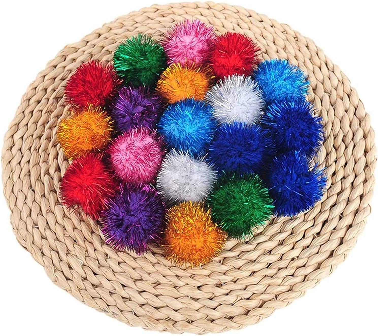 20 Pcs Assorted Color Flash Ball Cat's Favorite Toy Ball Tinsel Pom Poms  Flash.
