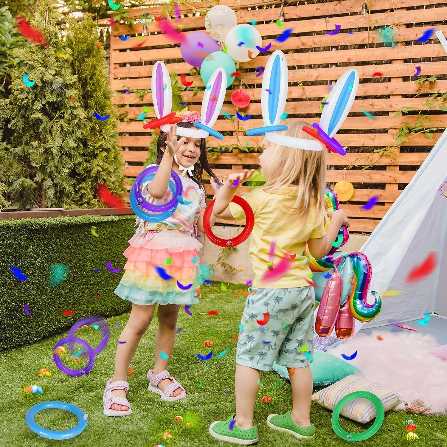 Easter Games Inflatable Bunny Ring Toss Games (2 Sets & 8 Rings), 11Pcs  Inflatable Ring Toss with Pump for Easter Party Favors Indoor Outdoor  Games, AOSLE