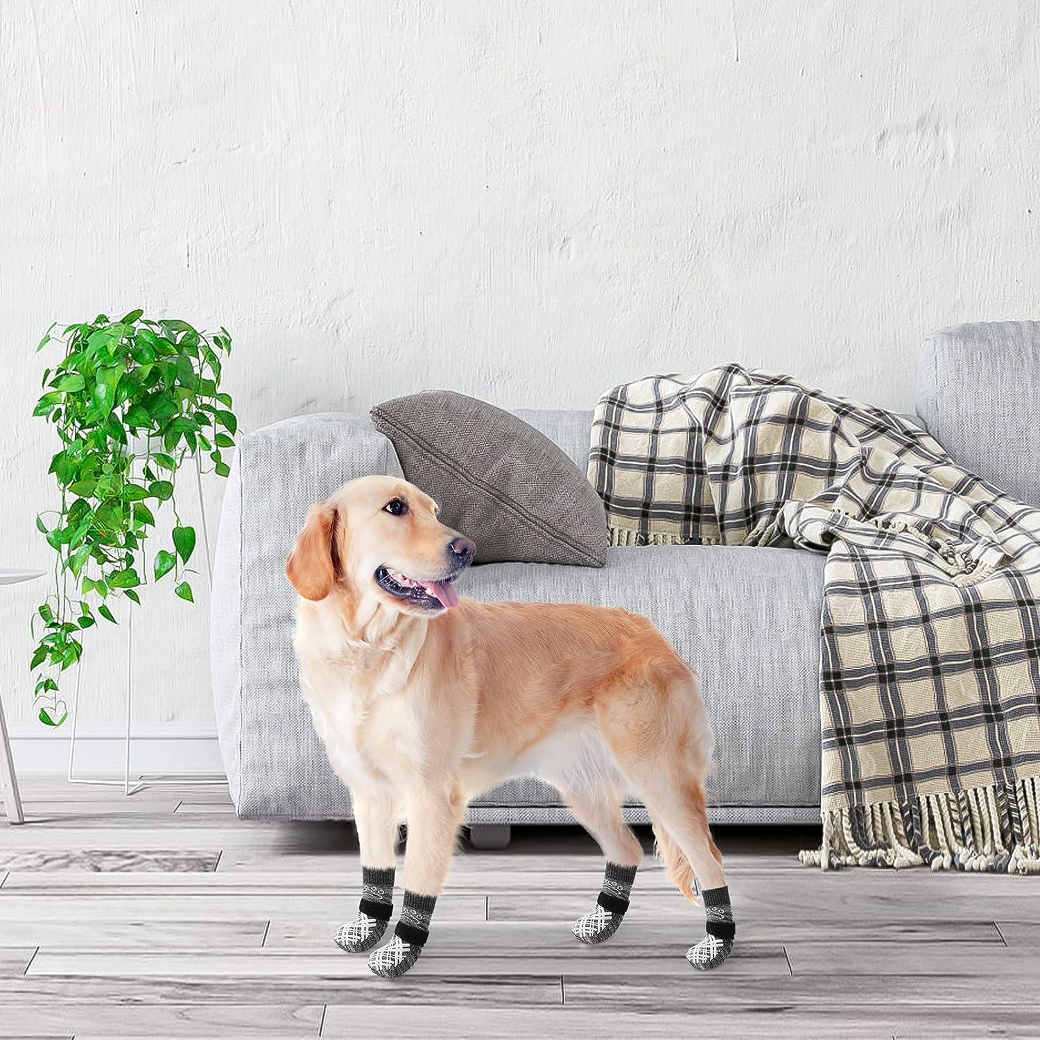 Non Slip Dog Socks, Dog Booties with Adjustable Straps, Pet Socks, Prevent
