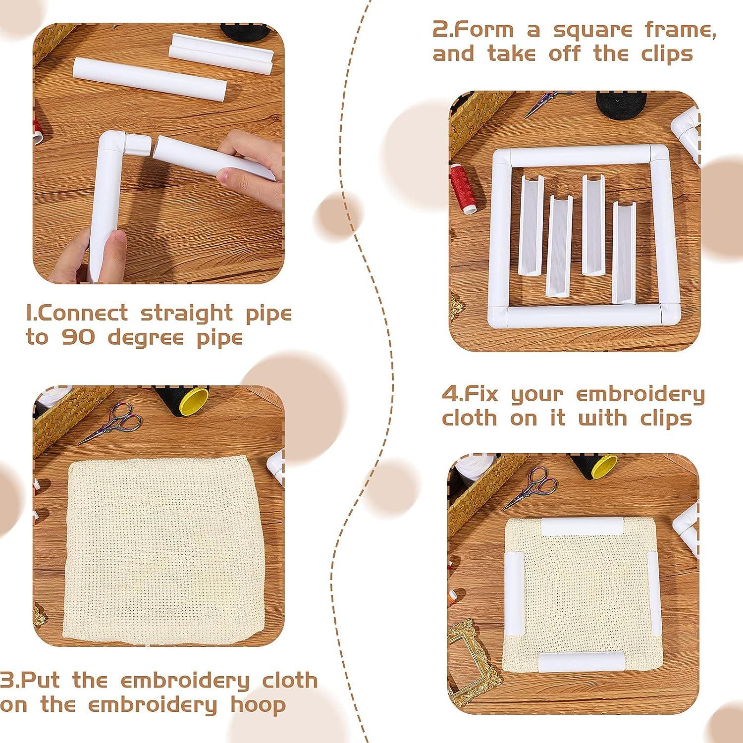 Square Embroidery Hoop,Universal Plastic Embroidery Snap Frame White Cross  Stitch Frame For DIY Sewing Tools Cross Stitching Quilting-11 X 11