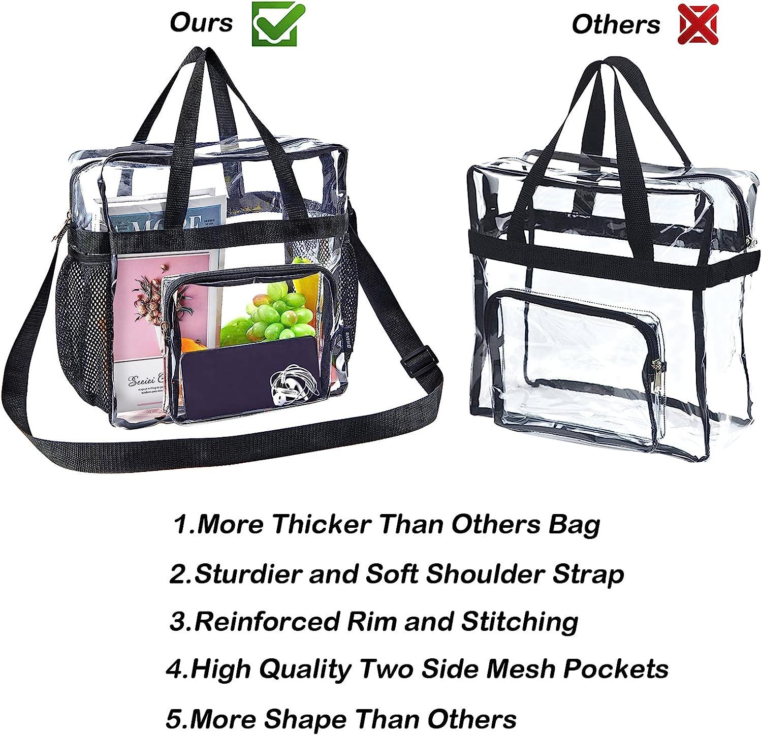 Unisex Tote Clear Tote Bag Transparent Concerts Bag Work and Sports with  Zipper