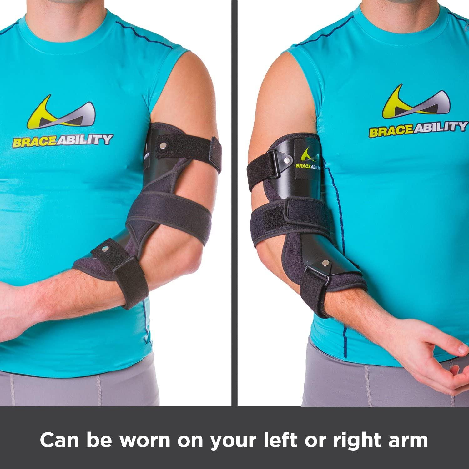 BraceAbility Cubital Tunnel Syndrome Elbow Brace  Splint to Treat Pain  from Ulnar Nerve Entrapment, Hyperextended Elbow Prevention and Post  Surgery Arm Immobilizer - M (Medium/Large)